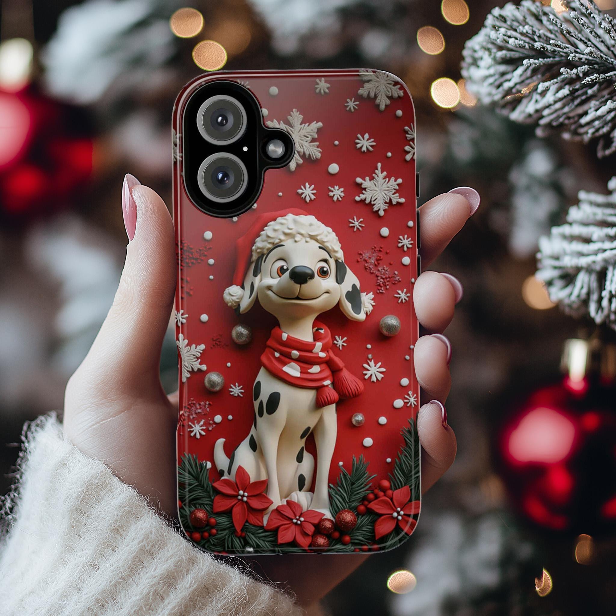 Dalmatian Dog Cartoon Movie Phone Case, Disney Dalmatian 3D Phone Case, Santa Case for iPhone 16 15 Magsafe, Samsung S24, 442.26