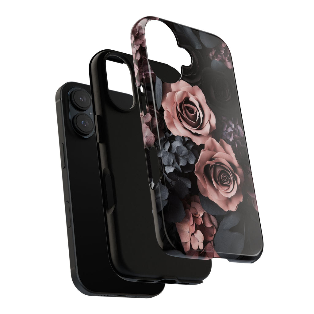Dark Floral Phone Case, Pink and Black Rose Flowers Case, Gothic Dark Academia for iPhone Magsafe 16, 15, 14, 13 & Samsung, Pixel 9, 428.18