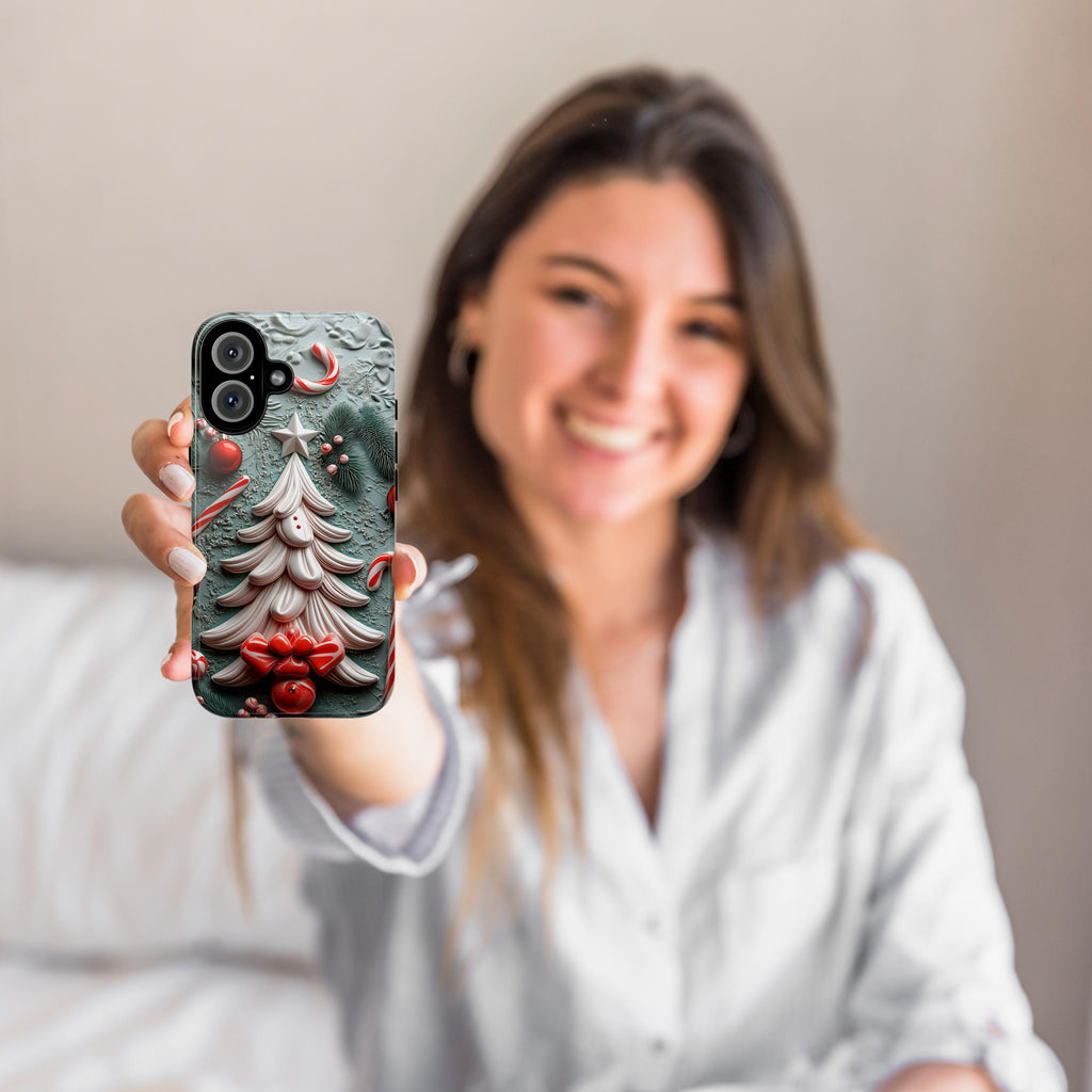 3D Christmas Tree Phone Case, Festive Xmas Design Cute Christmas Phone Cover, Xmas Gift for iPhone 16 15, Samsung Galaxy, 433.21
