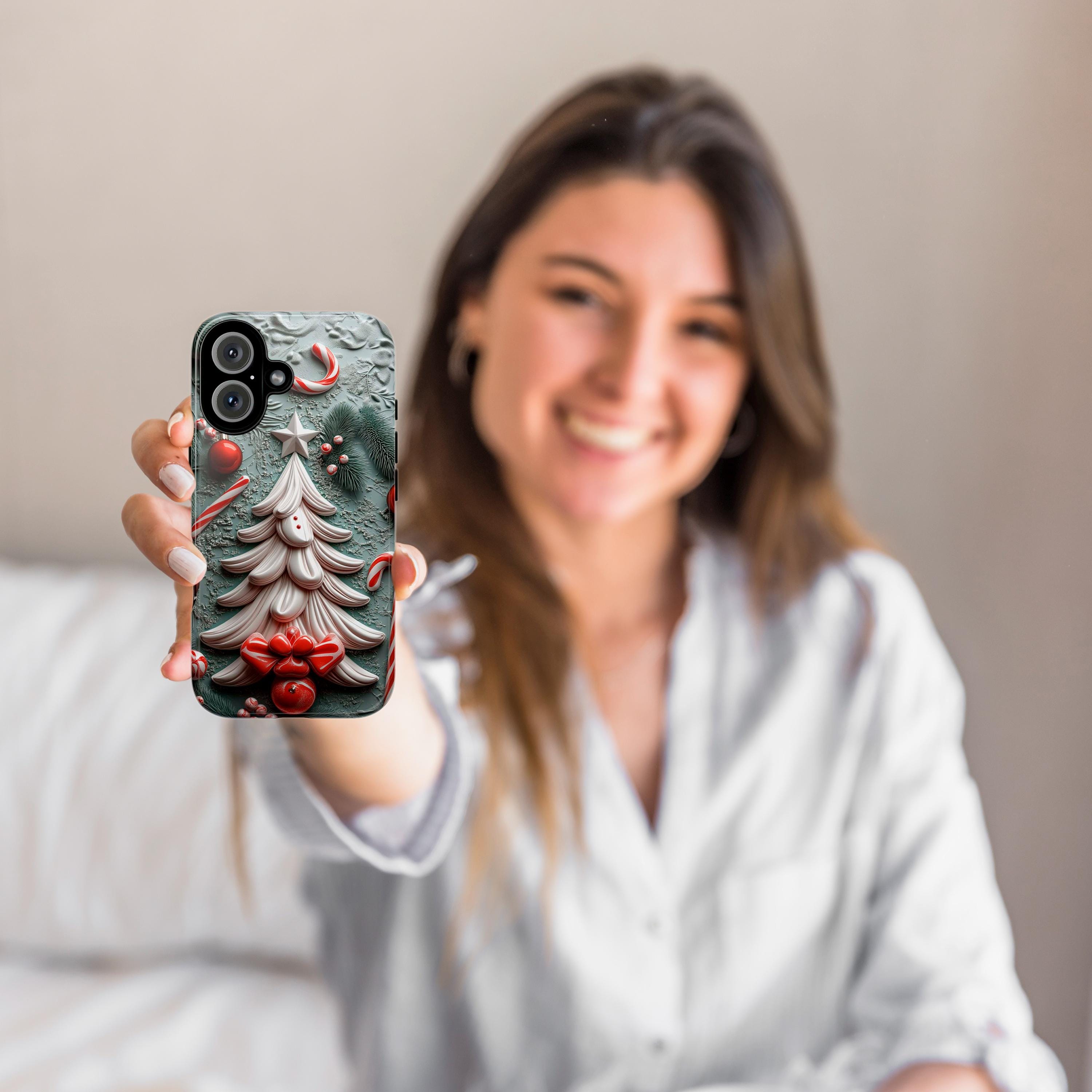 3D Christmas Tree Phone Case, Festive Xmas Design Cute Christmas Phone Cover, Xmas Gift for iPhone 16 15, Samsung Galaxy, 433.21