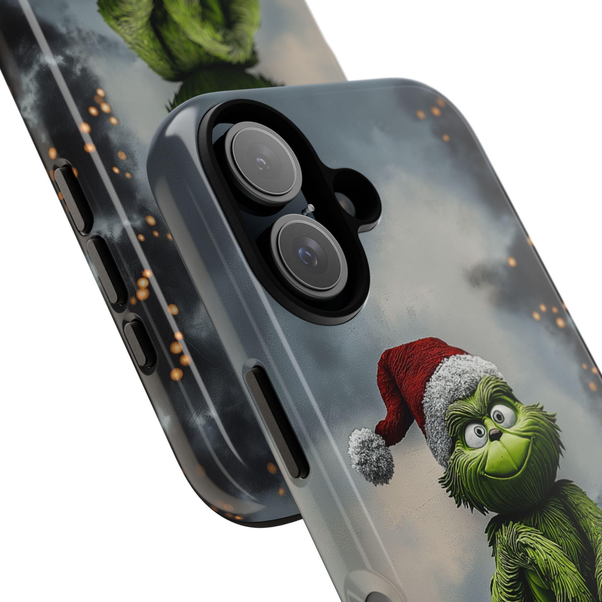 3D Funny Grinch Christmas on the Chimney Phone Case, Winter Xmas Grinch Cover for iPhone 16 15 14 13 Pro Max Plus, Samsung S24, 433.20