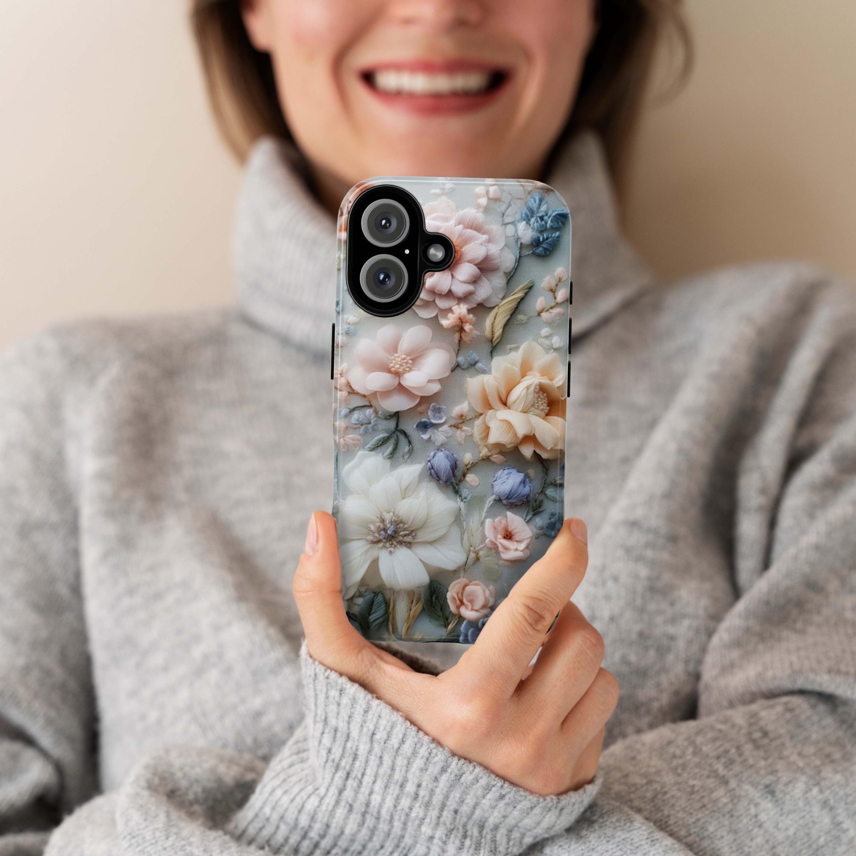 Spring Floral Art Phone Case, Pastel Bloom 3D Design, Floral Garden Case for iPhone 16 15 14 13 Pro Max Plus Magsafe, Samsung S24, 439.43