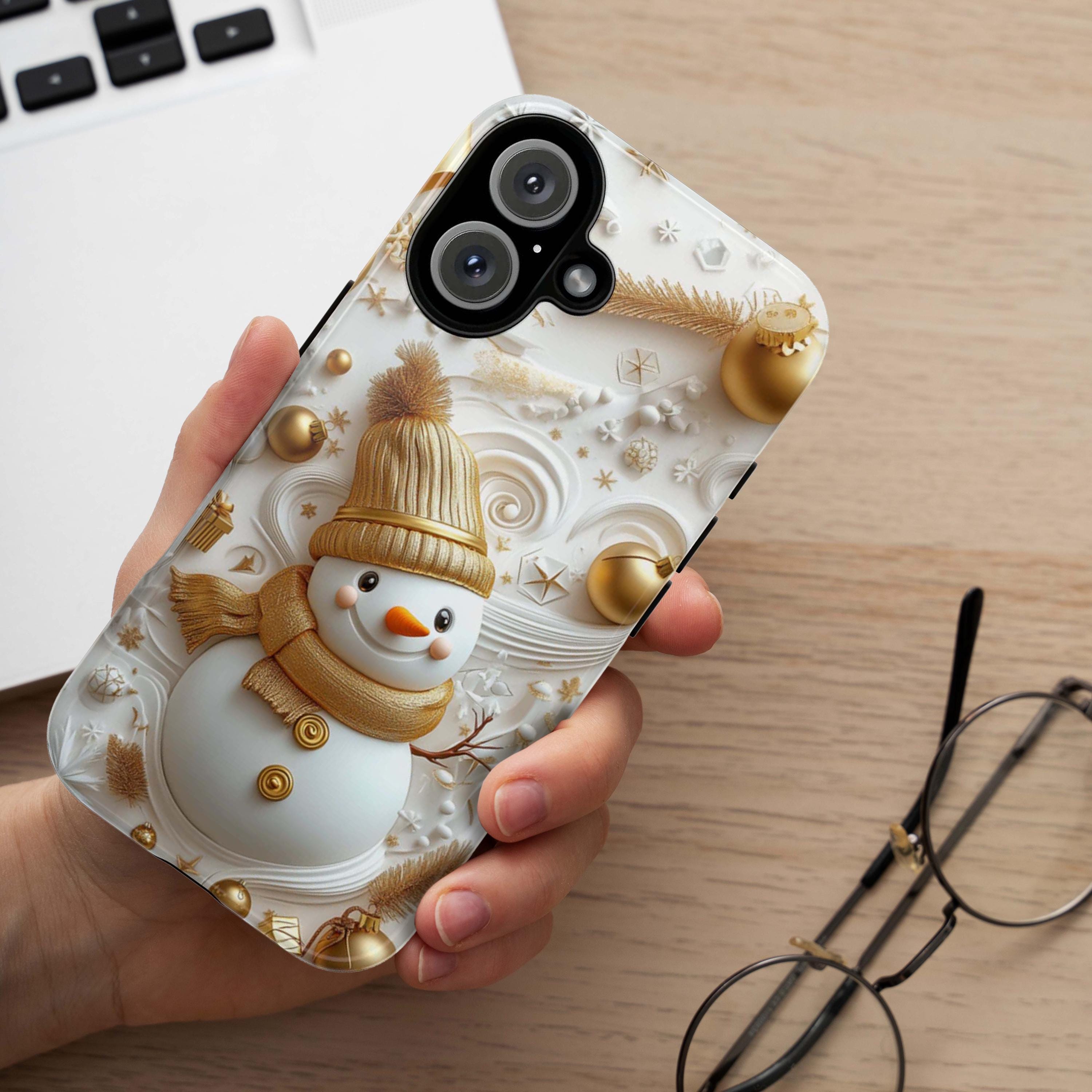 Snowman Winter Wonderland Phone Case, 3D Winter Holiday MagSafe for iPhone 16 15 14 13 12 Pro Max Plus, Samsung S24 Ultra, Pixel 8, 433.13