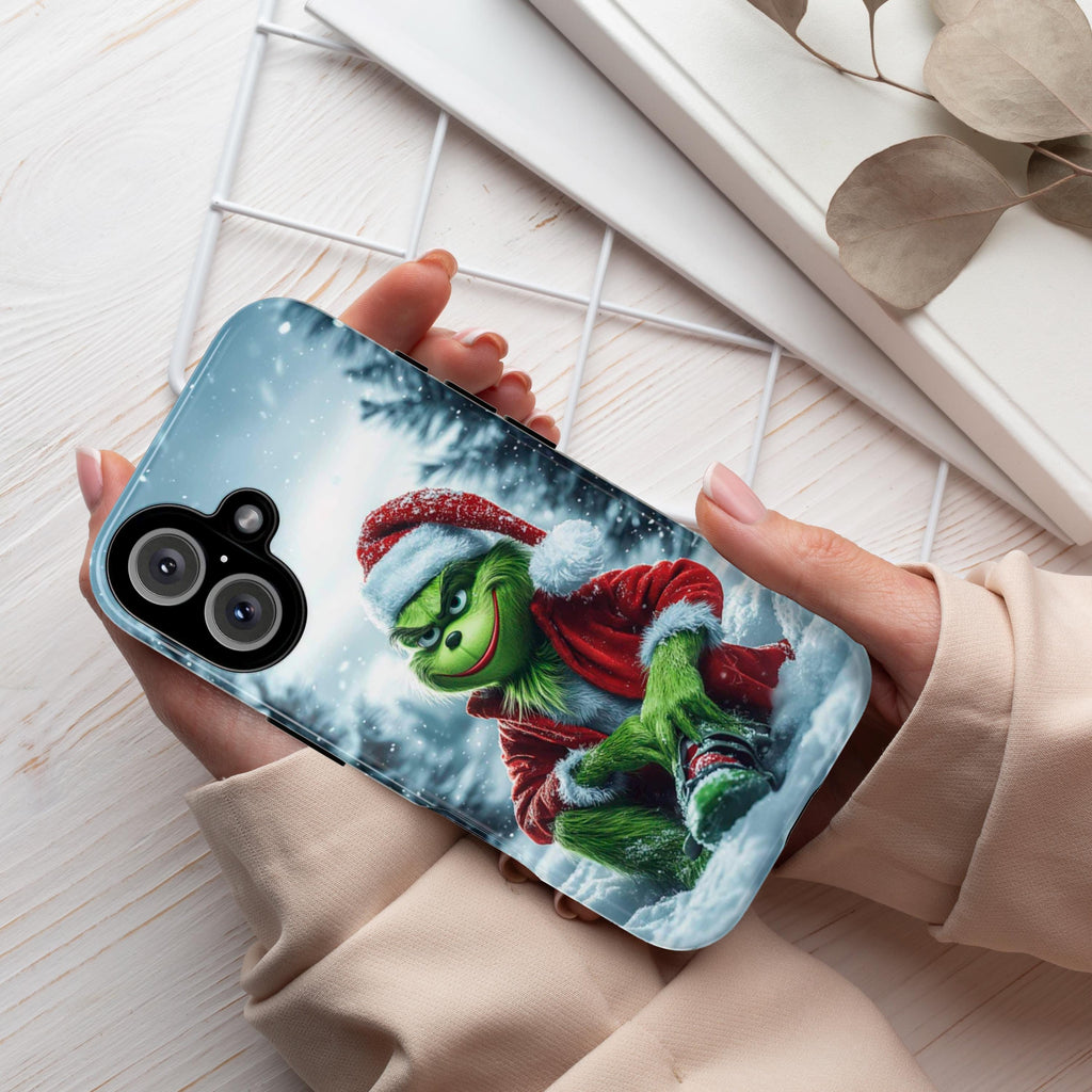 Funny Grinch Christmas Phone Case, Winter Forest Cover Xmas Grinch Art Cover for iPhone 16 15 14 13 Pro Max Plus, Samsung S24, 431.11