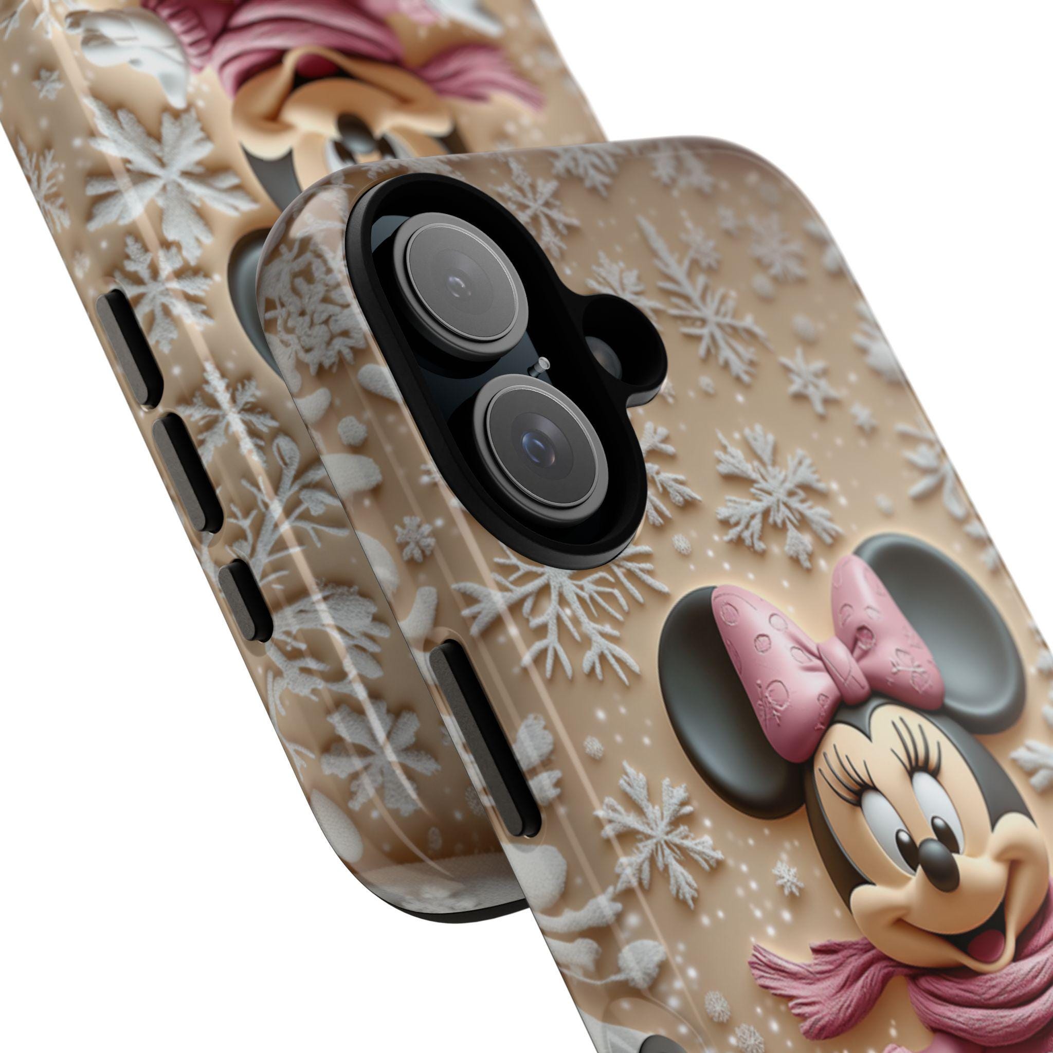 Minnie Mouse 3D effect Phone Case, Cartoon Xmas 3D Design, Minnie Mouse Christmas Phone Case for iPhone 16 15 14 Magsafe, Samsung S25, 442.8
