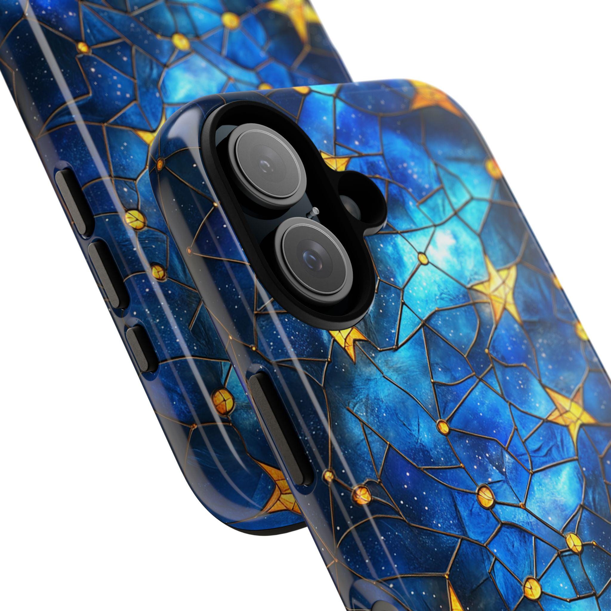 Stained Glass Starry Night Phone Case | Aesthetic Mystic Vibrant Stars Design for iPhone 16 Pro Max 15 14 Plus Mag Safe, Samsung S25, 432.3
