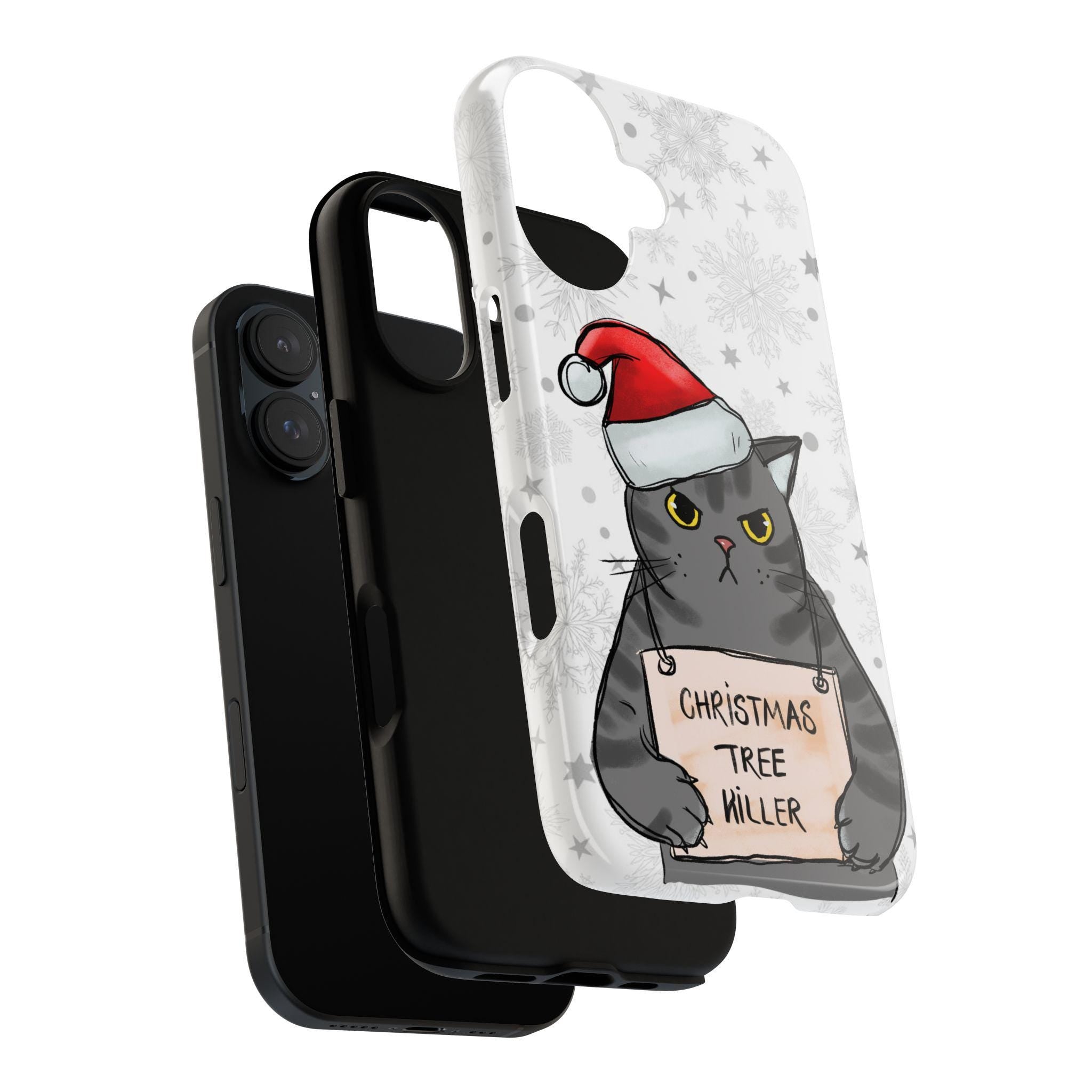 Christmas Tree Killer Phone Case, Meowy Catmas Phone Cover, Cat Lover Case for iPhone 16 15 14 13 Pro Max Plus, Samsung S25, 172
