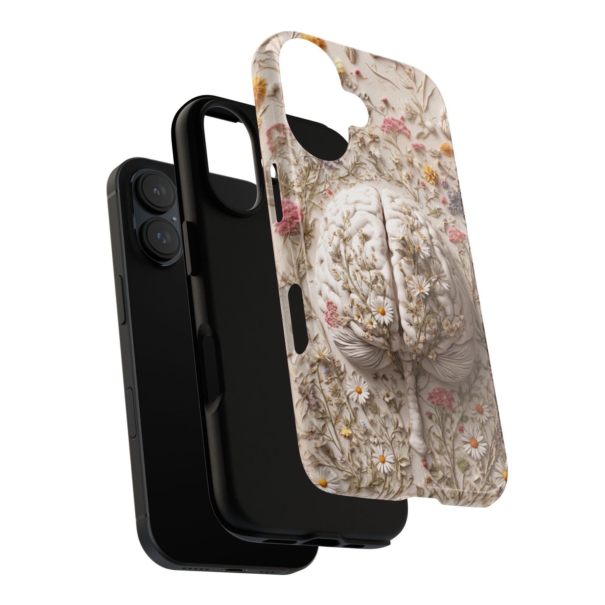 Anatomy Brain Floral Phone Case | Botanical Meadow Flowers Design | Artistica Medical Case for iPhone 17 16 Tough or Magsafe, Samsung, 430.2