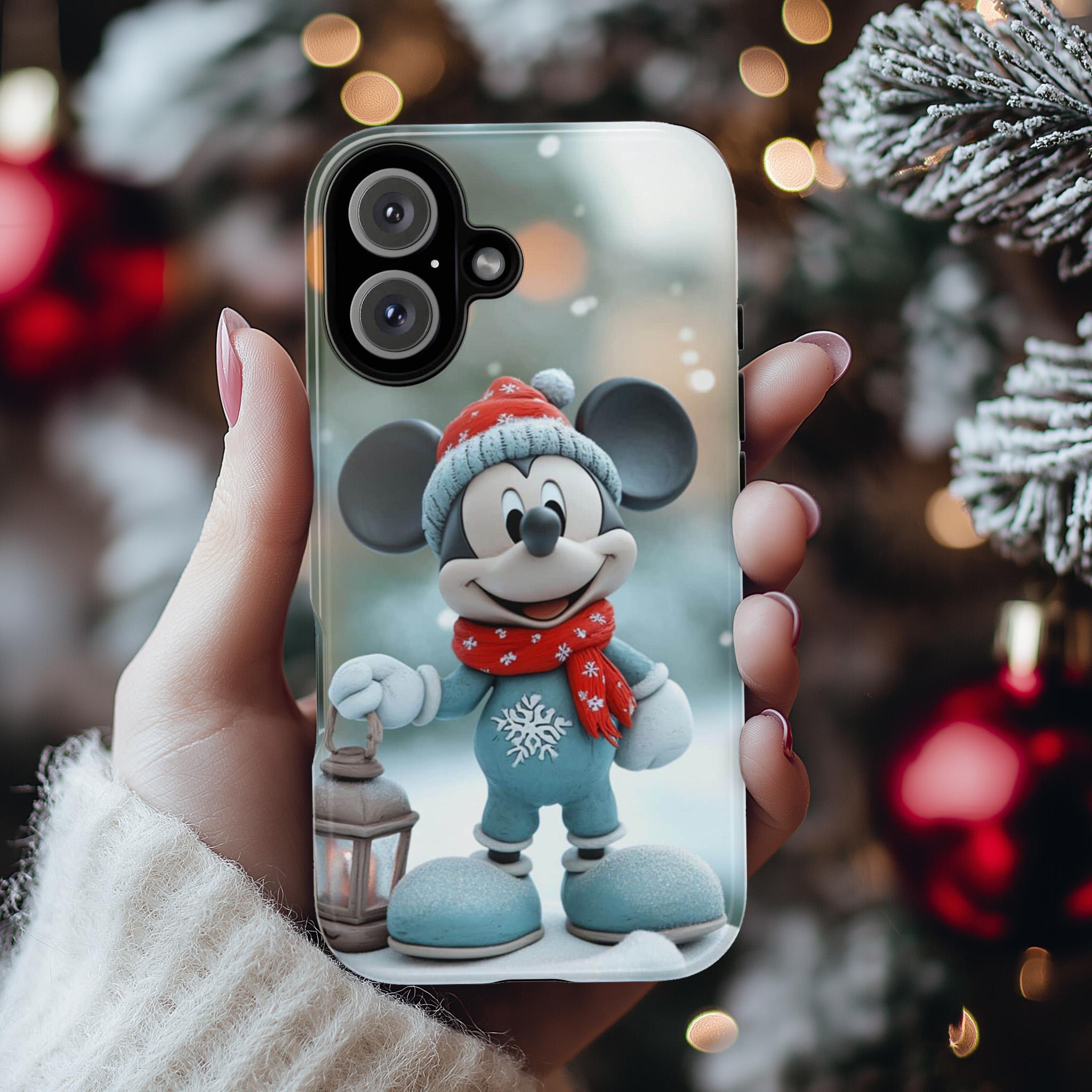 Santa Mickey Mouse 3D effect Phone Case, Cartoon Xmas Design, Disney Christmas Phone Case for iPhone 16 15 14 Magsafe, Samsung S24, 442.6