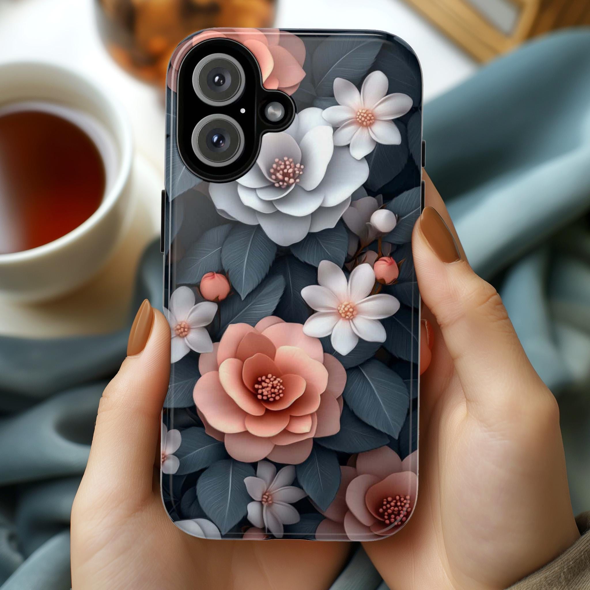 3D effect Floral Phone Case, Flower Design Protective Cover, Botanical Art Case for Nature Lovers iPhone Tough or Magsafe, Samsung, 439.42
