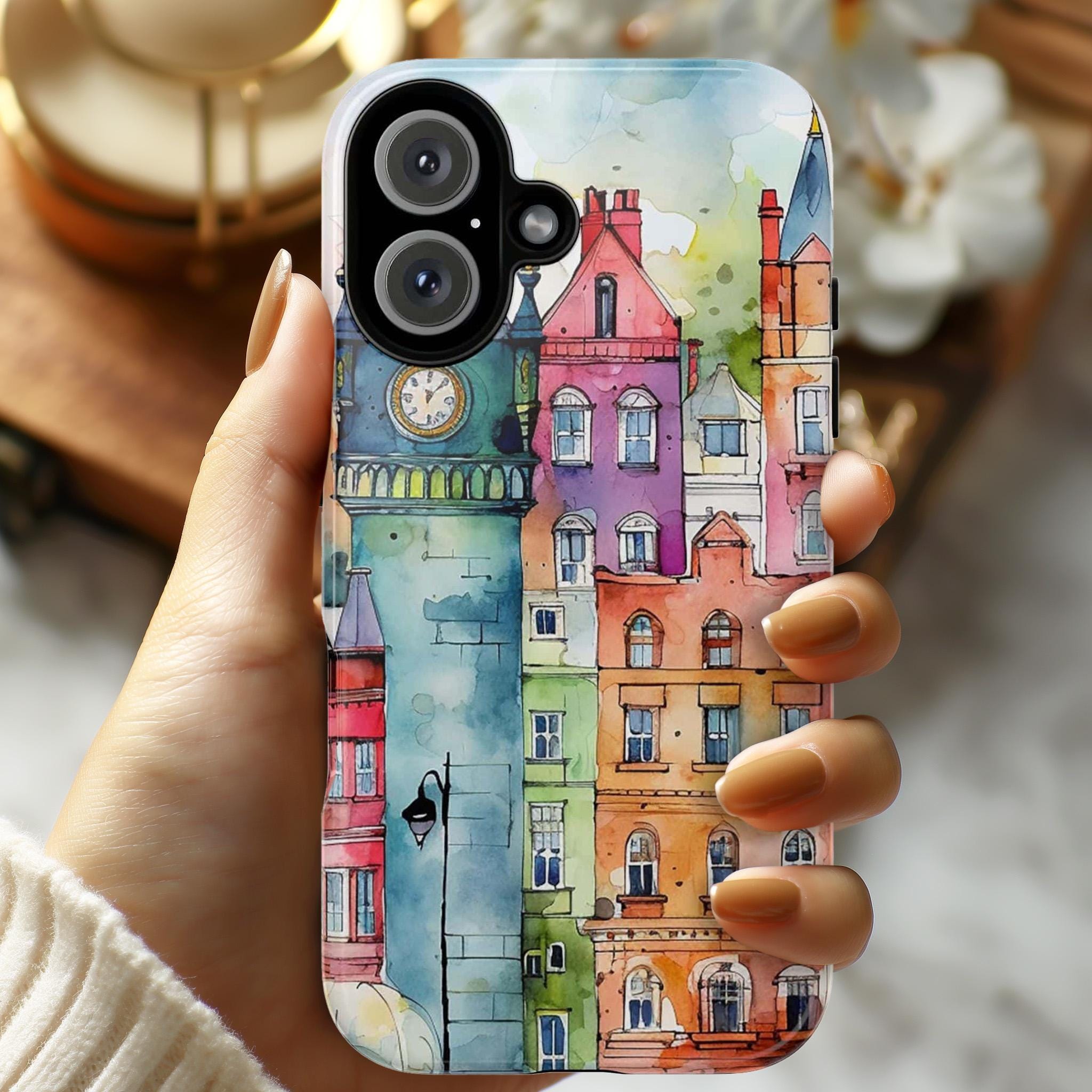 London Building Phone Case, London Colorful Phone Case, English City Phone Cover for iPhone 16 15 14 13 Pro Max Plus/Samsung S25, 187.2