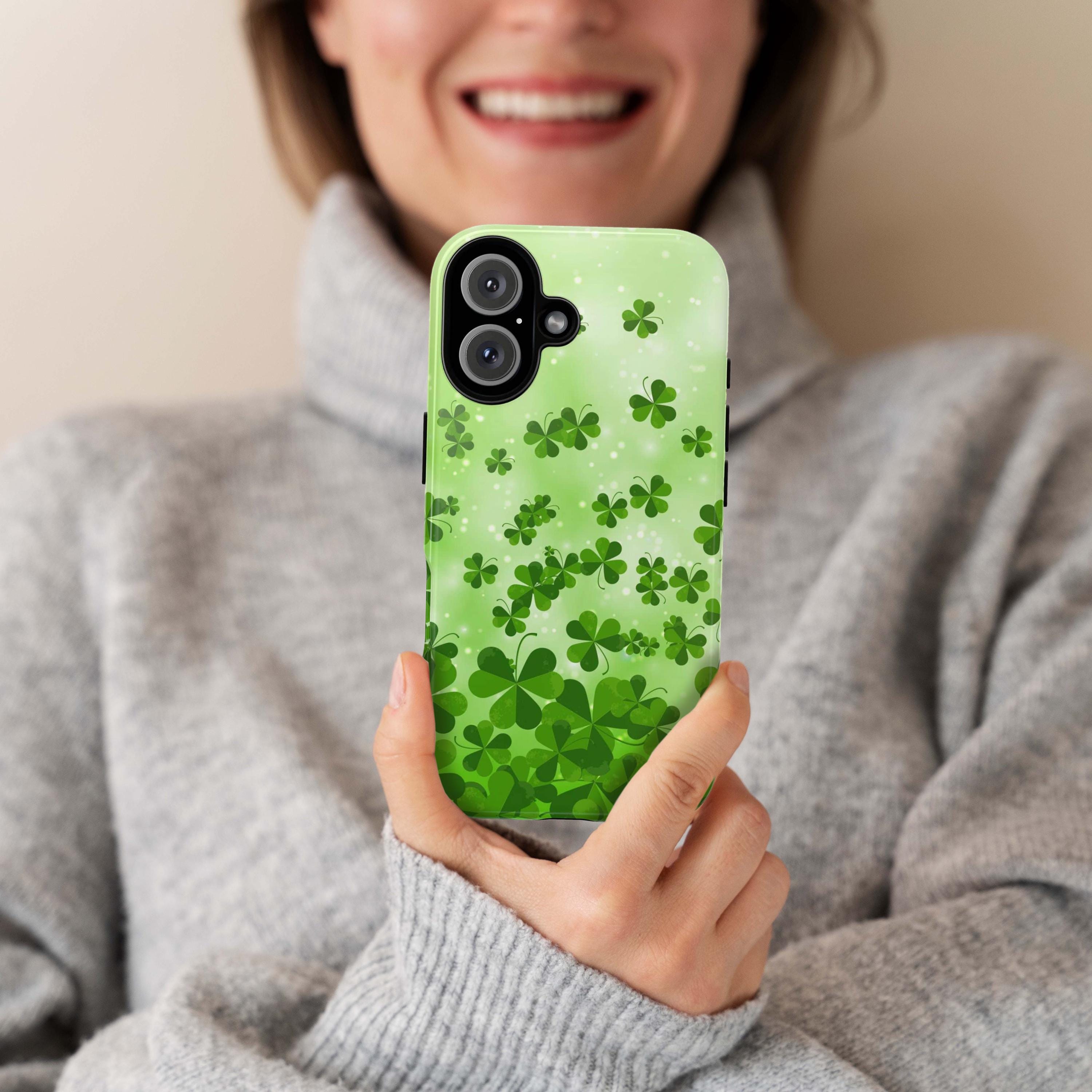 St Patricks Day Phone Case, Irish Luck Day Phone Case, Shamroc St Paddys Cover for iPhone 16 15 14 13 Pro Max Plus Samsung Galaxy S24, 289