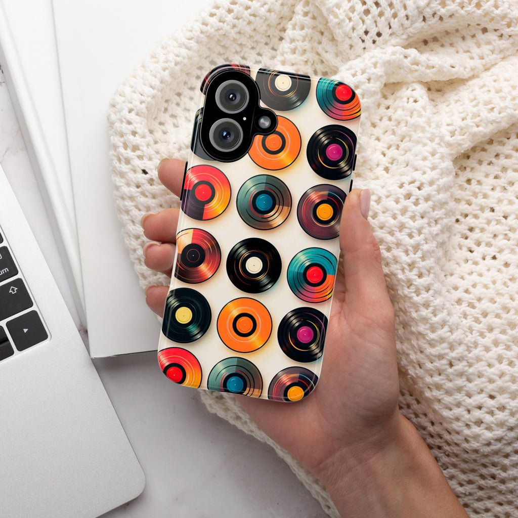 Retro Disco Vinyl Record Phone Case, Music Record Phone, Retro Party Cover for iPhone 16 15 14 13 Pro Max Plus /Samsung Galaxy S25, 317