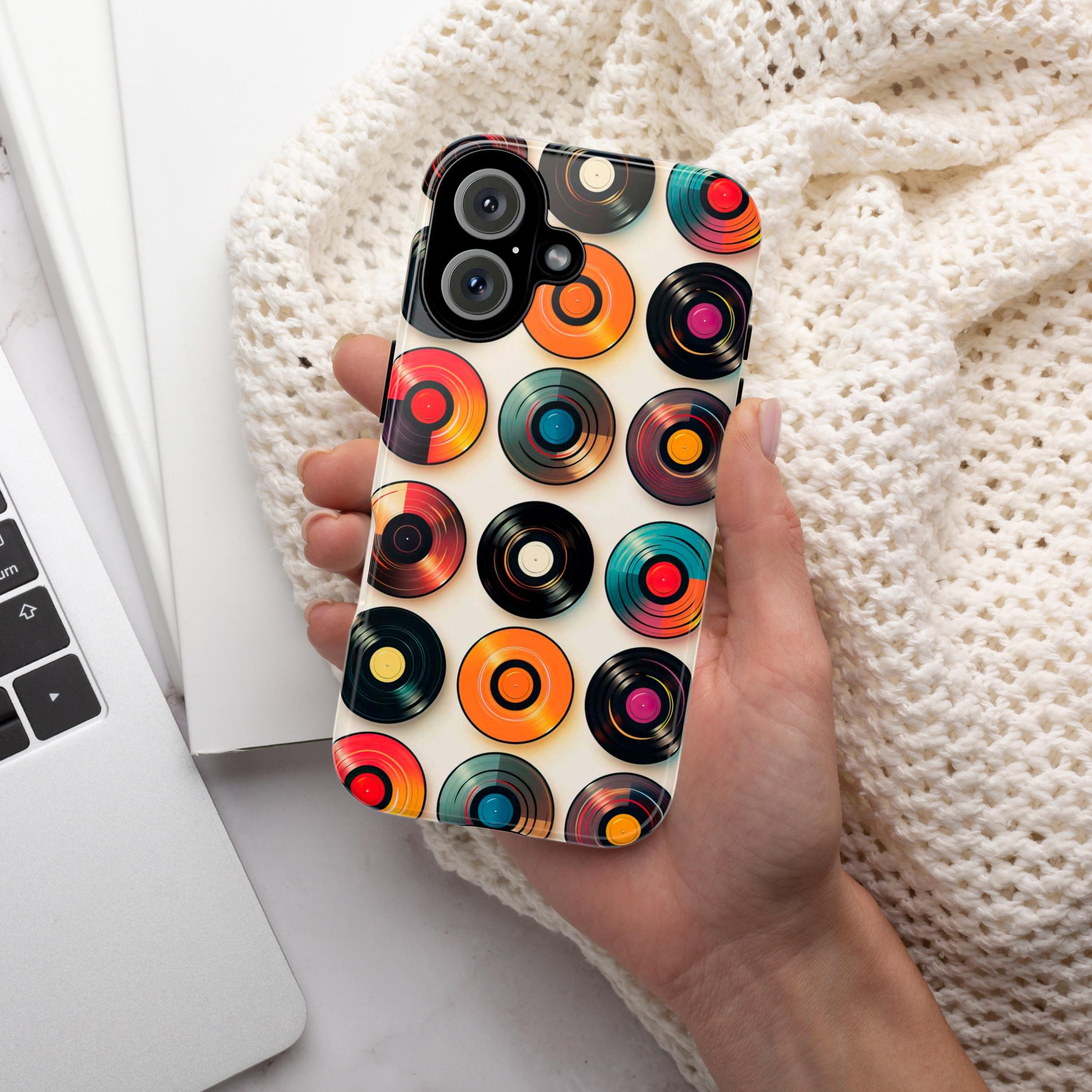 Retro Disco Vinyl Record Phone Case, Music Record Phone, Retro Party Cover for iPhone 16 15 14 13 Pro Max Plus /Samsung Galaxy S25, 317