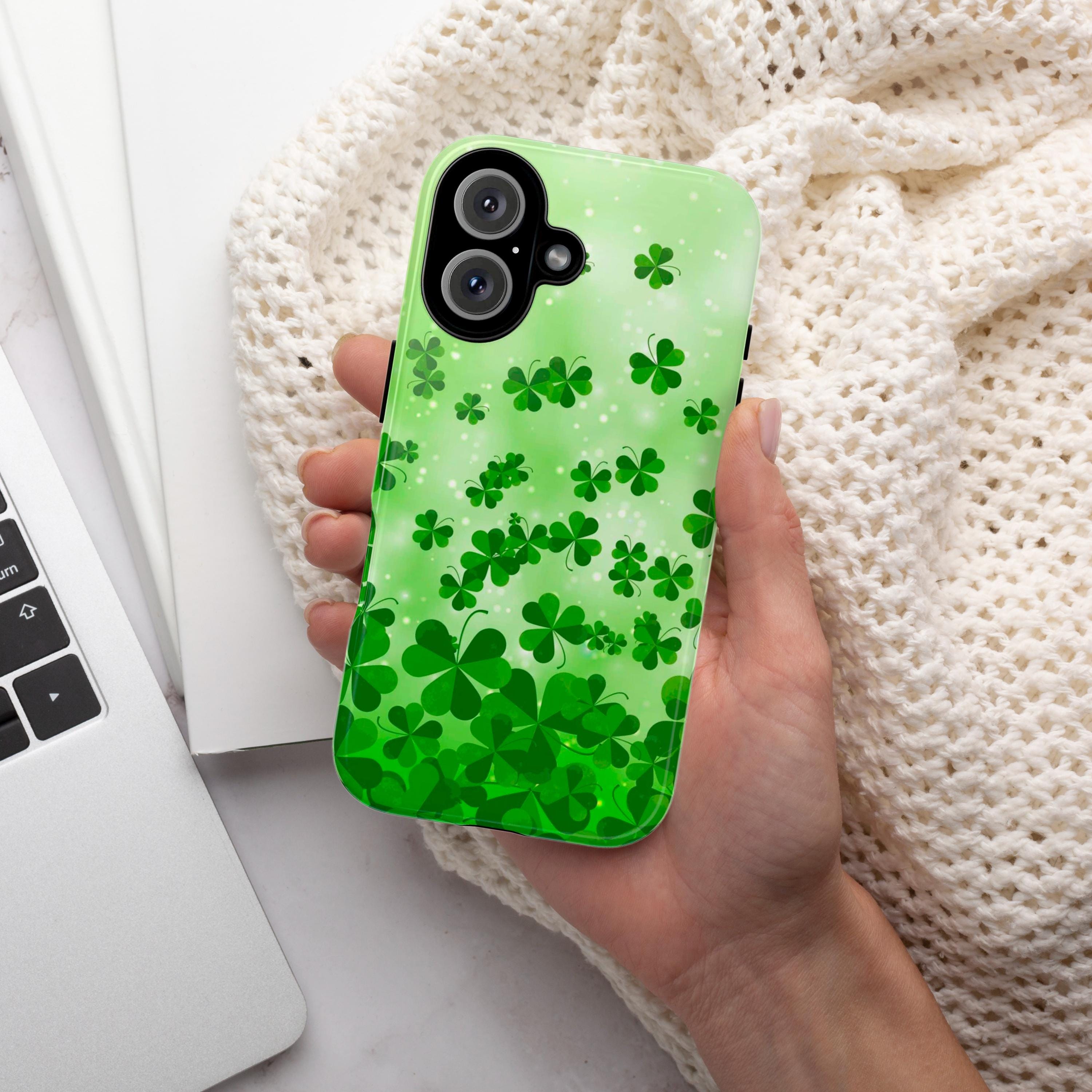 St Patricks Day Phone Case, Irish Luck Day Phone Case, Shamroc St Paddys Cover for iPhone 16 15 14 13 Pro Max Plus Samsung Galaxy S24, 289