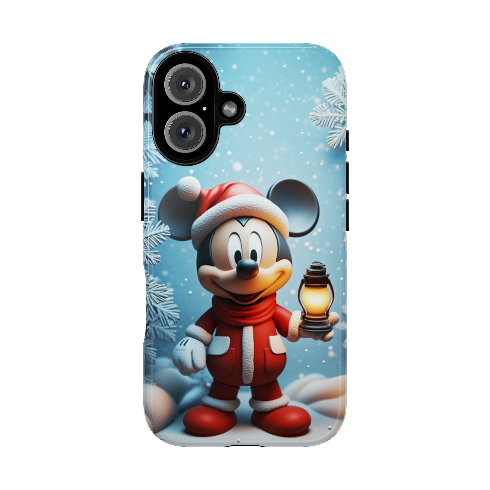 Xmas Santa Mickey Mouse 3D effect Phone Case, Cartoon Mickey Design, Disney Fan Phone Case for iPhone 16 15 14 Magsafe, Samsung S24, 442.16