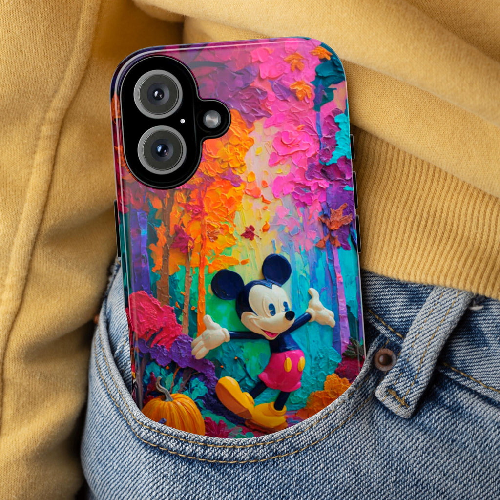Mickey Mouse Autumn Forest Phone Case, Cozy Disney Cover with Pumpkins Fall Leaves for iPhone 17 16 Tough or Magsafe, Samsung, 442.56