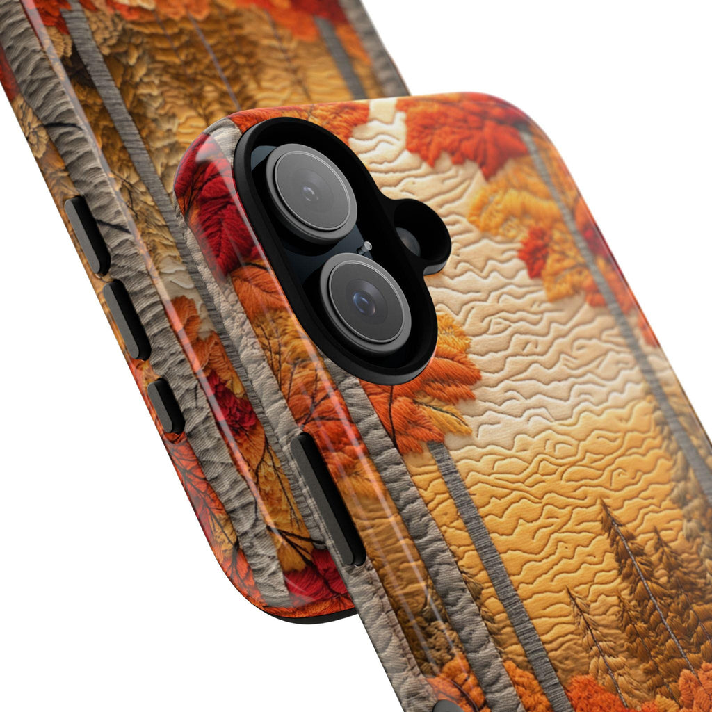 Fall Landscape Patchwork MagSafe Phone Case, Cozy Autumn Design with Fall Forest and Sunset Case for iPhone 16 15 14 13 / Samsung S24, 453.1
