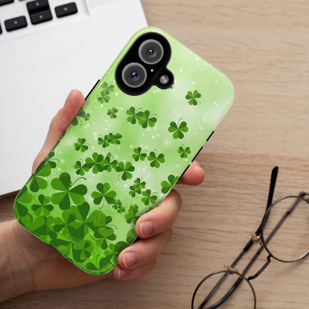 St Patricks Day Phone Case, Irish Luck Day Phone Case, Shamroc St Paddys Cover for iPhone 16 15 14 13 Pro Max Plus Samsung Galaxy S24, 289