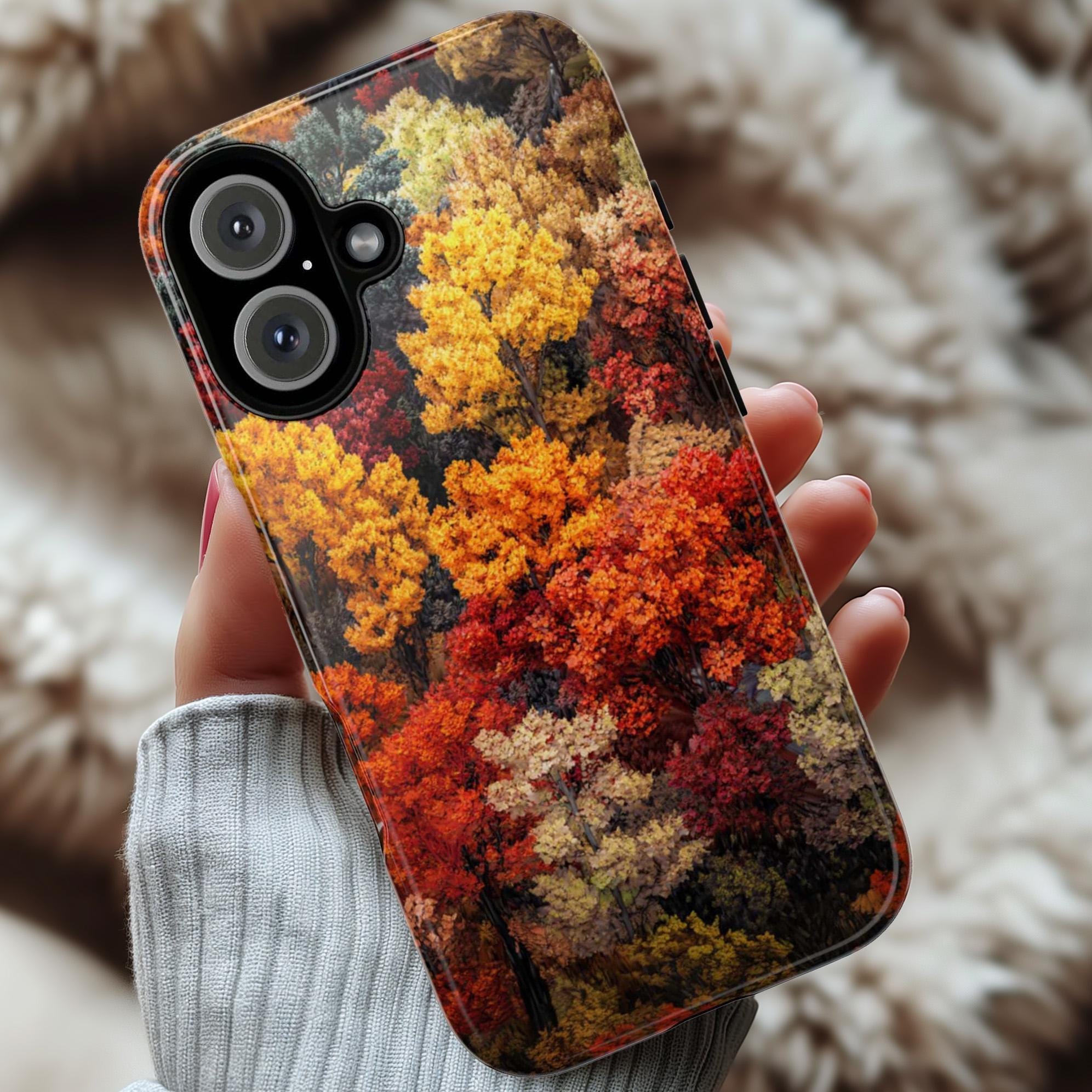 Colorful Forest Phone Case, Vibrant Trees Art Cover, Botanical Lover Gift Phone Case for iPhone 16 15 14 Magsafe, Samsung S25, 459.5