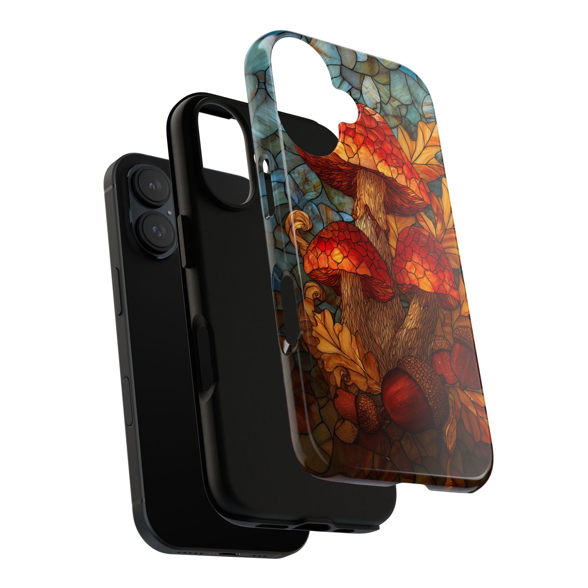 Stained Glass Mushroom Phone Case | Autumn Fall Forest Fungi Design, Cozy Woodland Cover for iPhone 16 15 Tough or Magsafe, Samsung, 478.11
