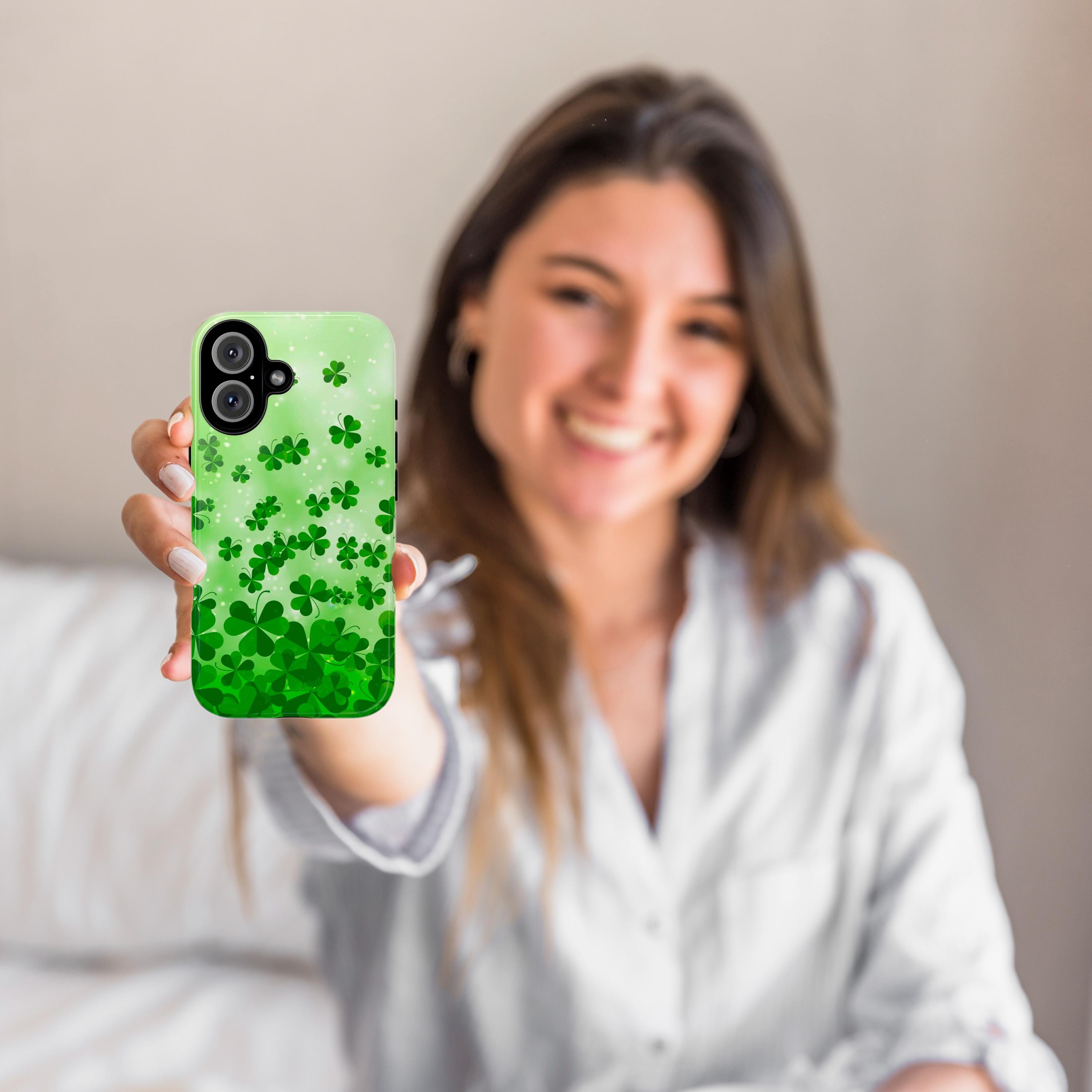 St Patricks Day Phone Case, Irish Luck Day Phone Case, Shamroc St Paddys Cover for iPhone 16 15 14 13 Pro Max Plus Samsung Galaxy S24, 289