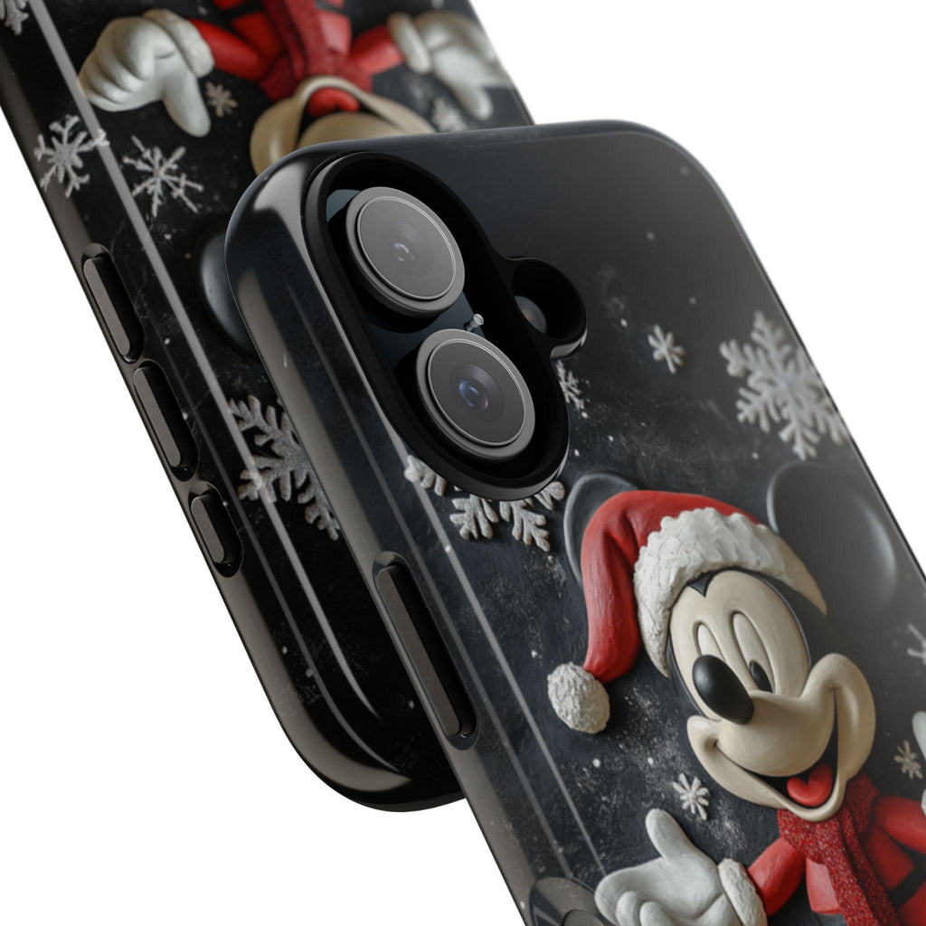 Xmas Mickey Mouse 3D effect Phone Case, Cartoon Design, Mickey Christmas Tree Phone Case for iPhone 16 15 Magsafe, Samsung S24, 442.24