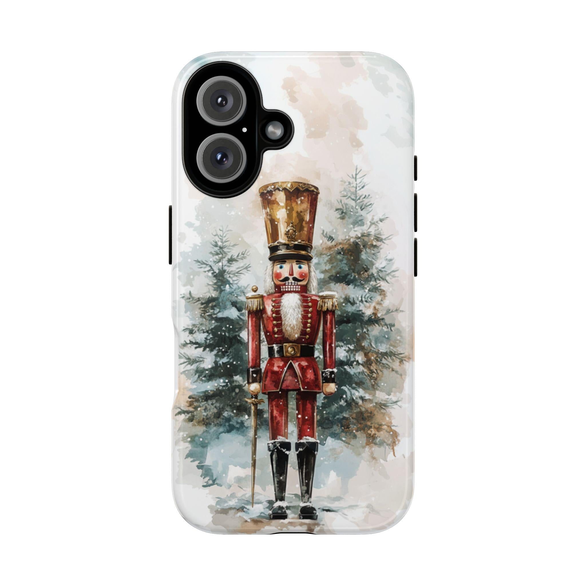 Festive Nutcracker Christmas & Winter Forest Phone Case, Holiday Xmas Cover for Nutcracker Lovers iPhone 16 15 14 13, Samsung S24, 431.8
