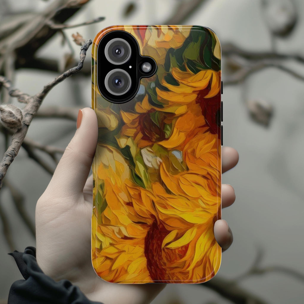 Van Gogh Sunflowers Phone Case, Floral Fine Art Cell Phone, Artistic Cover for iPhone 15 14 13 Magsafe Pro Max Plus, Samsung S25, 0056