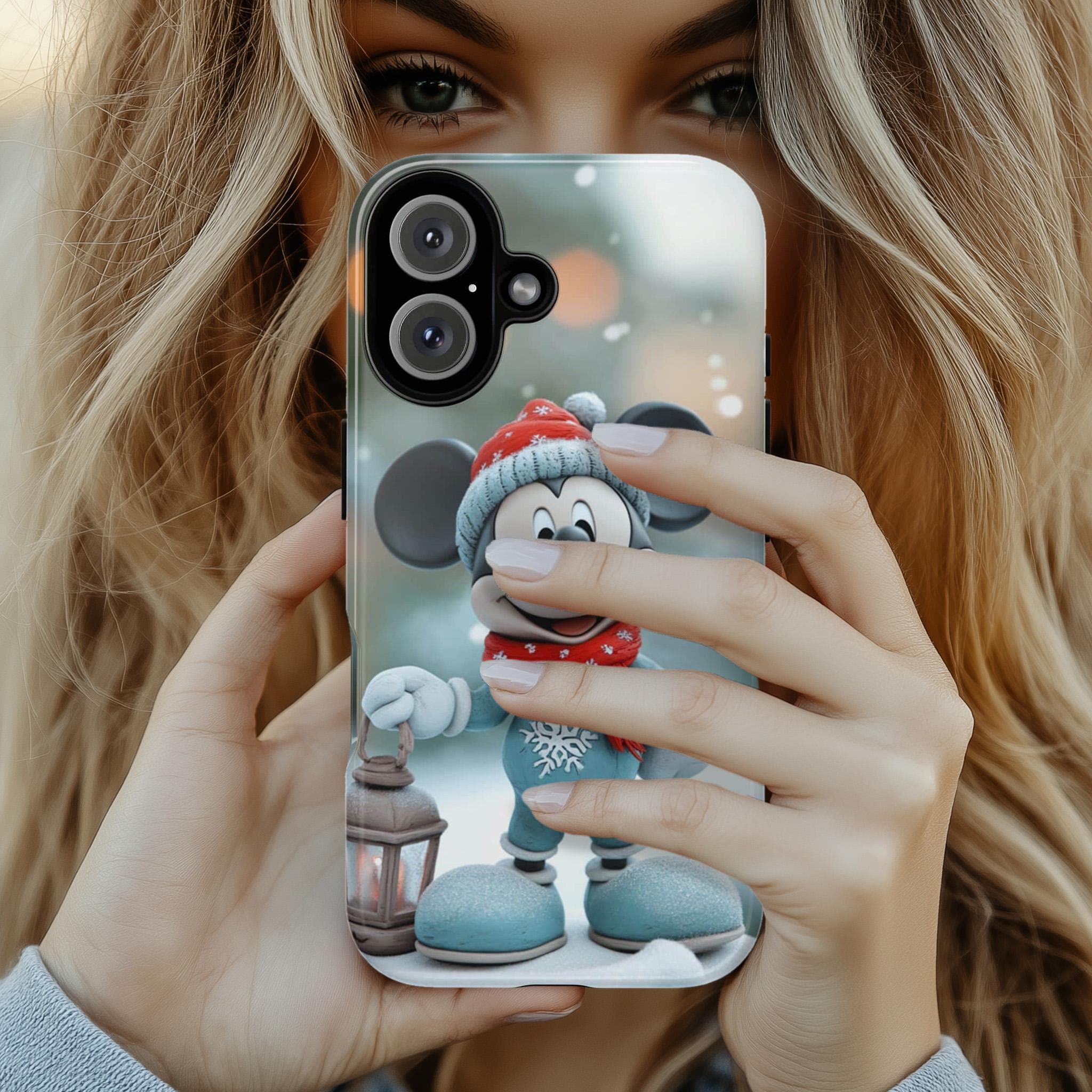 Santa Mickey Mouse 3D effect Phone Case, Cartoon Xmas Design, Disney Christmas Phone Case for iPhone 16 15 14 Magsafe, Samsung S24, 442.6