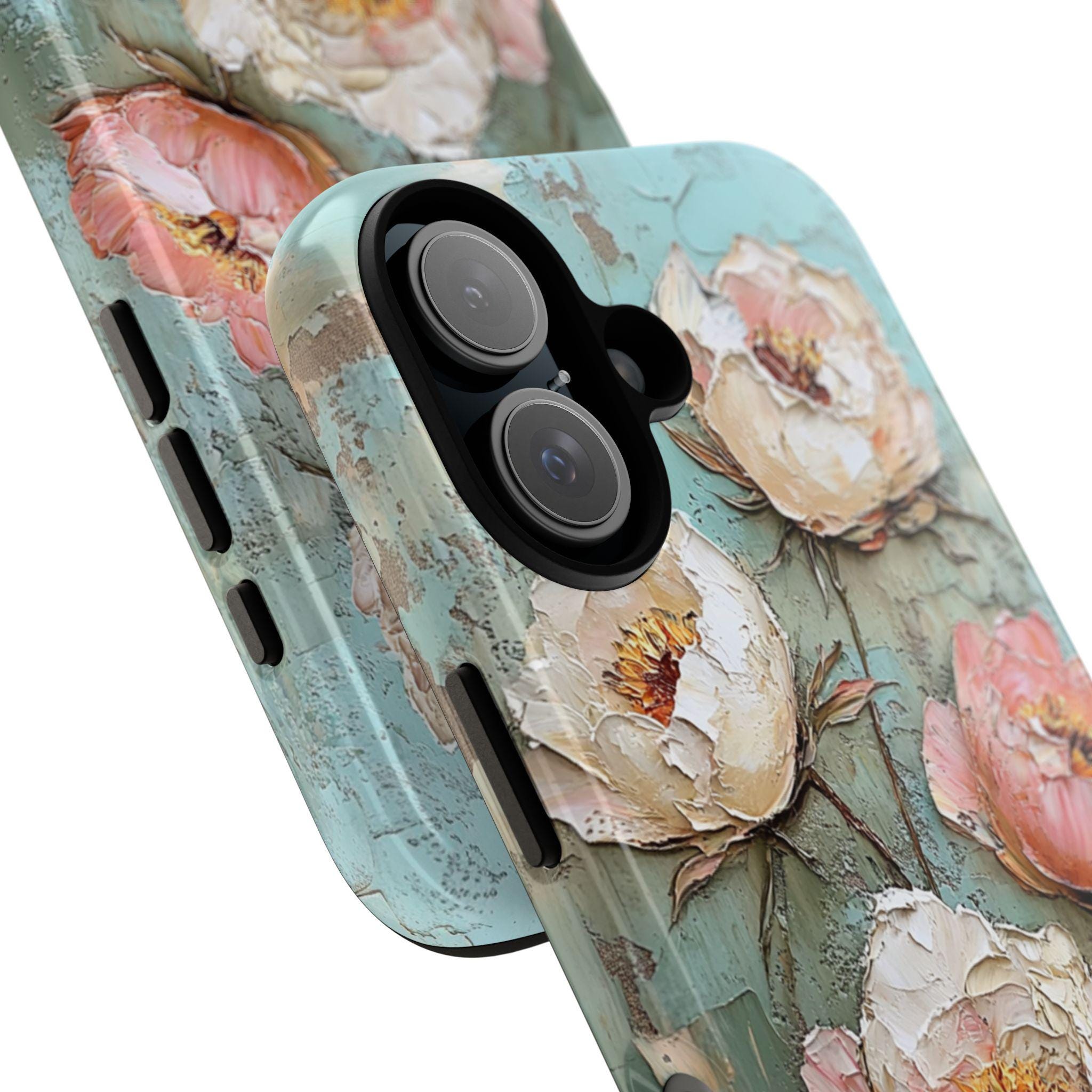Pastel Flowers Art Phone Case, Hand-Painted Floral Design, Romantic Blossom Phone Cover for iPhone 16 15 14 13, Samsung S25 Ultra, 428.11