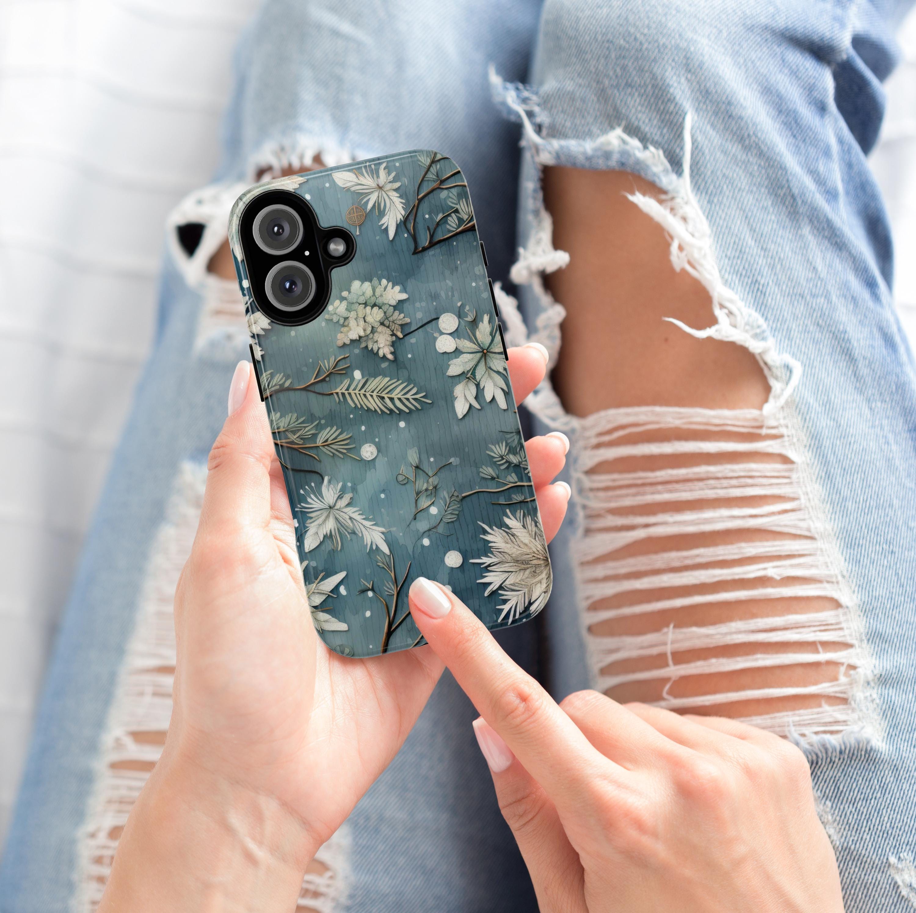 Winter Snowy Xmas iPhone Case, Holiday Winter Christmas Pattern Phone Cover for iPhone 15 14 13 12 11 8 Pro Max Plus, Galaxy S25, 411.11