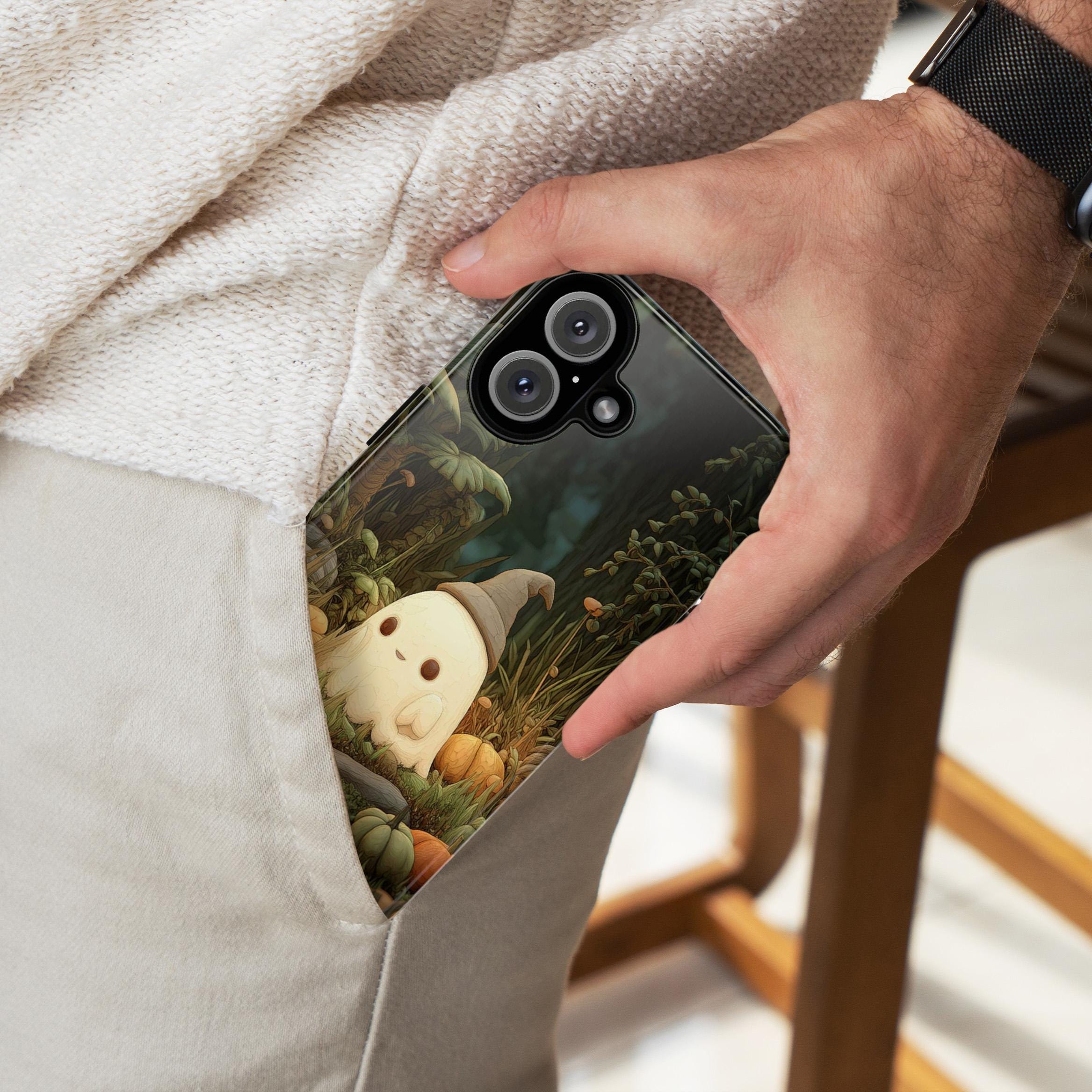 Fall Ghost Phone Case, Pumpkins & Forest Cover, Autumn Halloween Spooky Vibes for iPhone 16 15 14 Tough or Magsafe, Samsung, 475.12