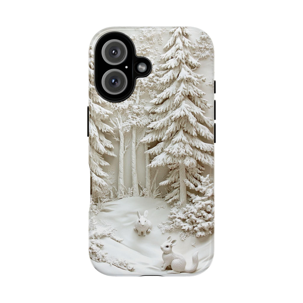 Winter Wonderland Rabbit Phone Case, 3D Snowy Forest MagSafe for iPhone 16 15 14 13 12 Pro Max Plus, Samsung S24 Ultra, Pixel 8, 433.10