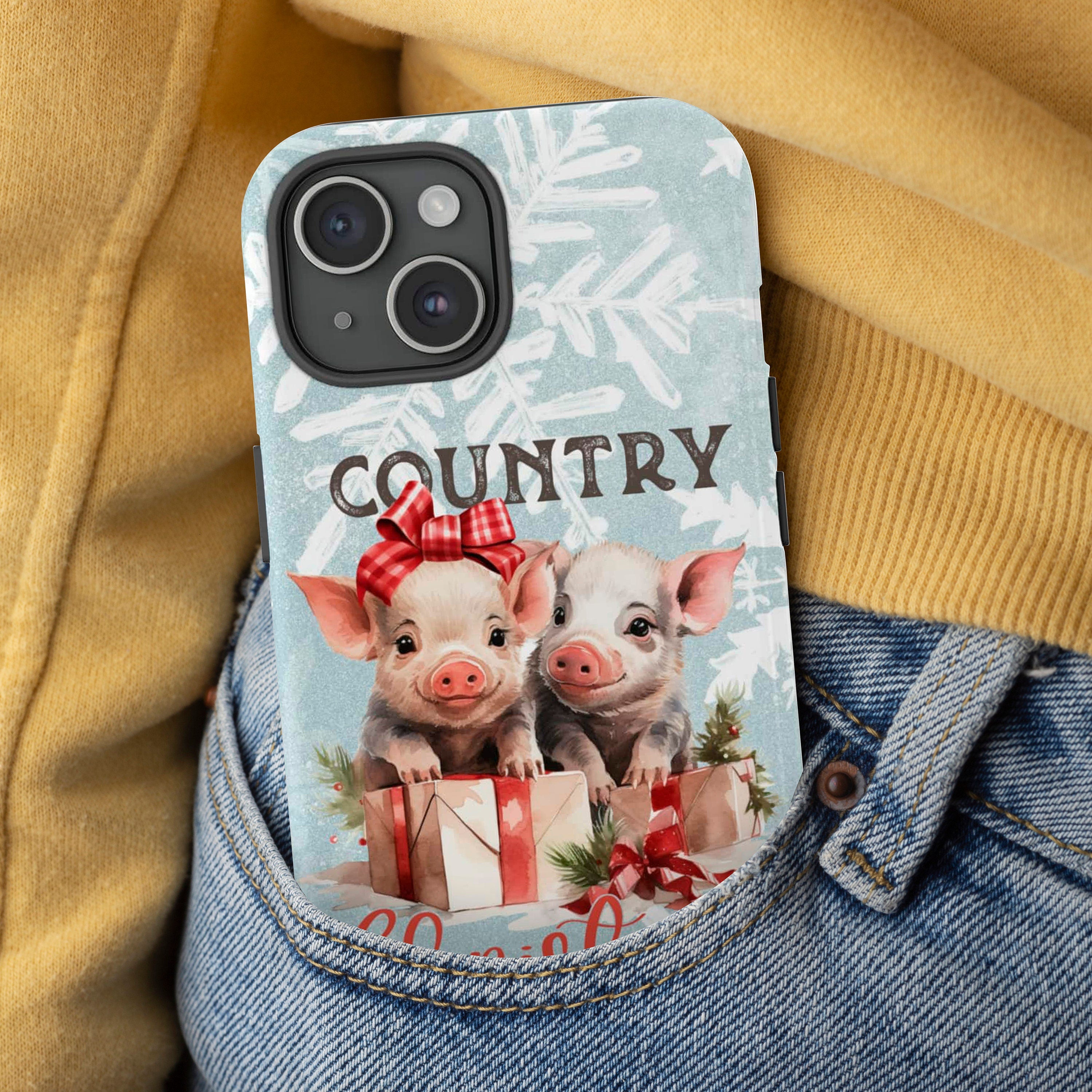 Xmas Country Pig Phone Case, New Year Pig Christmas Phone Case, Fortune Pig Cover for iPhone 16 15 14 Pro Max Plus/Samsung Galaxy 0190