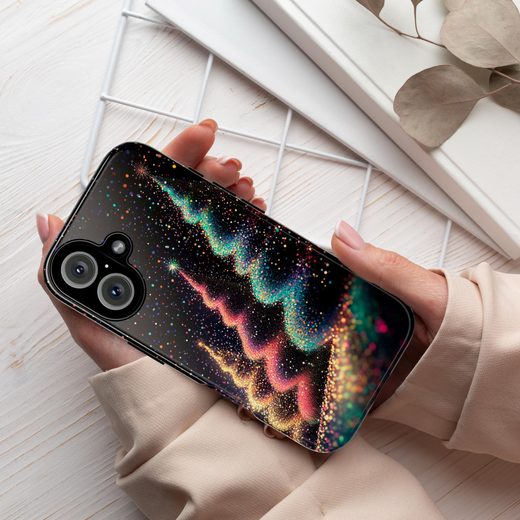 Cozy Christmas Tree Holiday Phone Case, Elegant Xmas Glitter in the Night Case for iPhone 16 Pro Max 15 Plus, Samsung S25, Mag Safe, 431.3