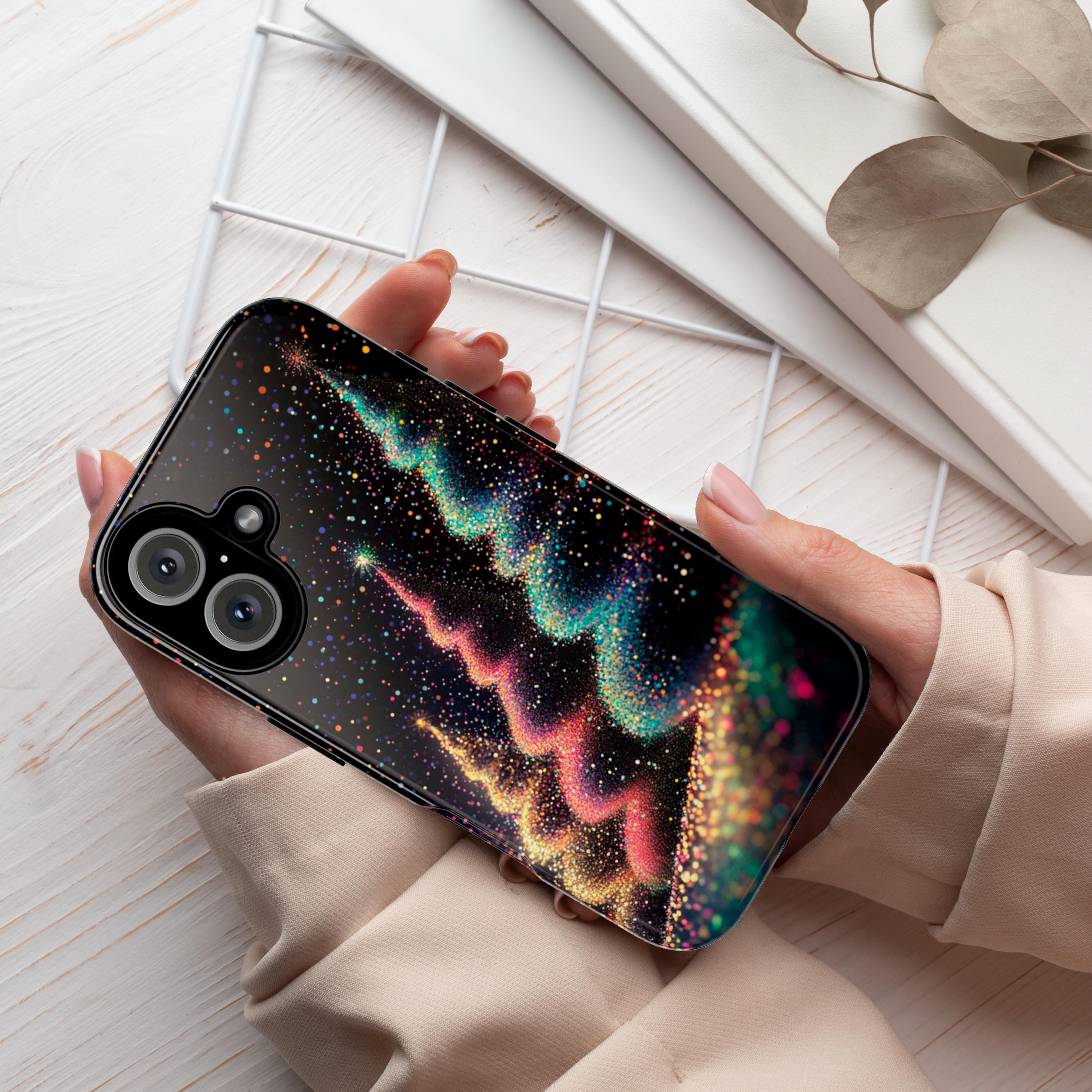 Cozy Christmas Tree Holiday Phone Case, Elegant Xmas Glitter in the Night Case for iPhone 16 Pro Max 15 Plus, Samsung S25, Mag Safe, 431.3