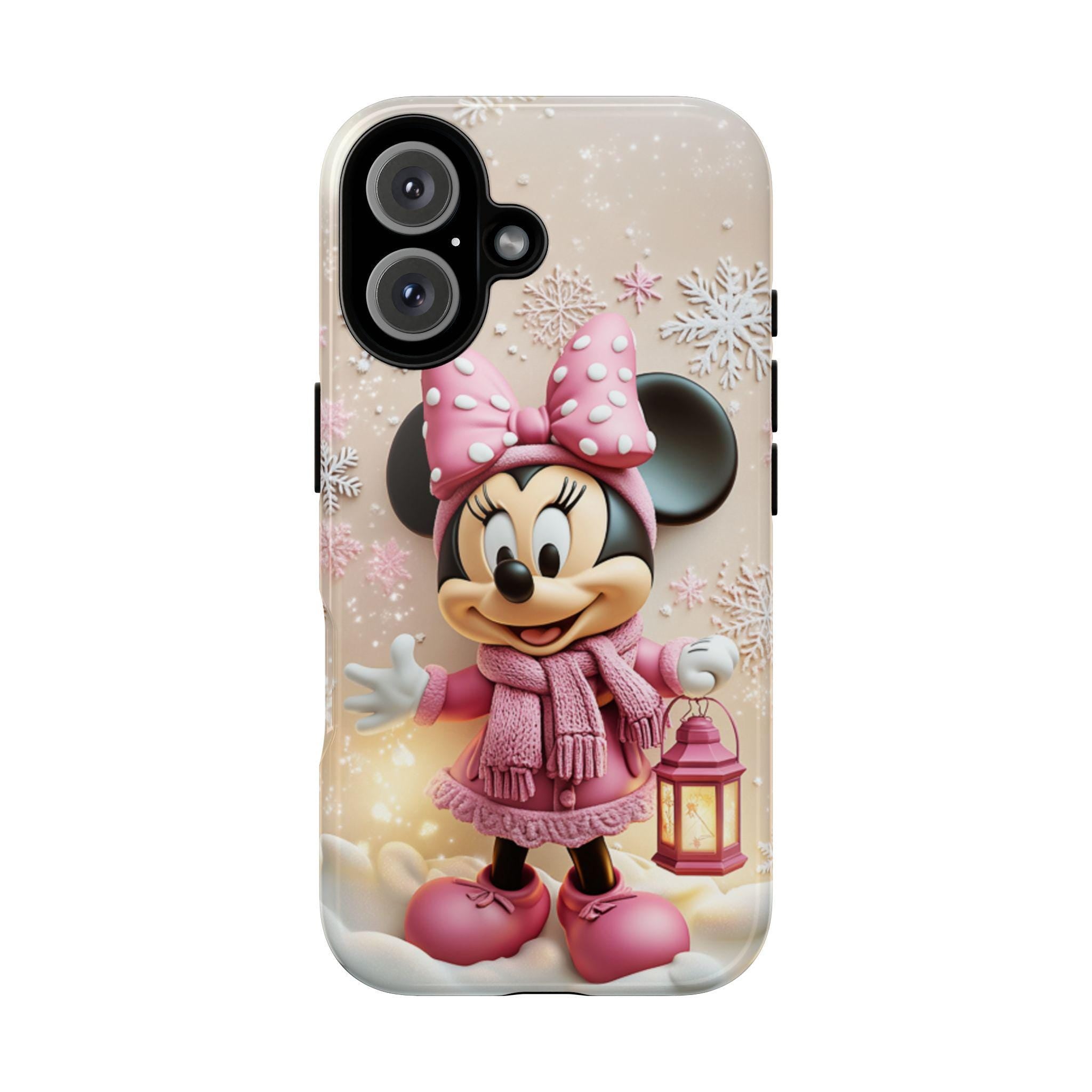 Christmas Minnie Mouse 3D effect Phone Case, Xmas Cartoon Design, Minnie Mouse Phone Case for iPhone 16 15 Magsafe, Samsung S24, 442.9