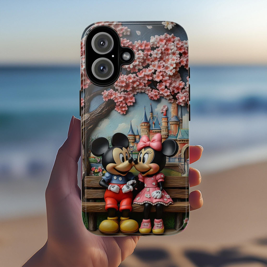 Japanese Cherry Blossom Mickey Minnie Phone Case, 3D Tokyo Disneyland Phone Cover for iPhone 16, 15, 14 Tough or Magsafe, Samsung, 442.45