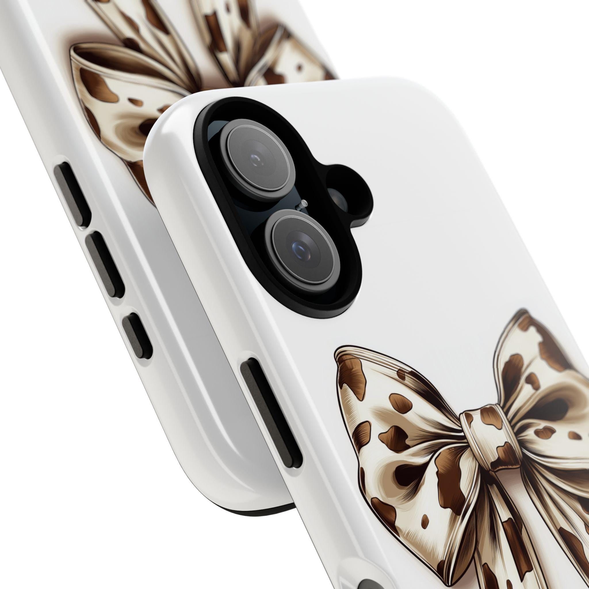Coquette Cow Bow Phone Case, Cute Country Bow Phone Case, Wester Cowgirl Bow Case for iPhone 16 15 14 13 Magsafe, Samsung S24, 458.1