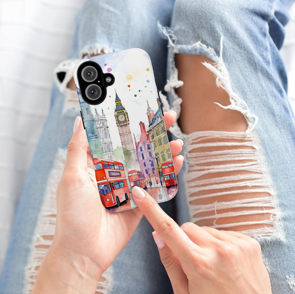 London Building Phone Case, Happy London Phone Case, English City Phone Cover for iPhone 16 15 14 13 Pro Max Plus/Samsung S25, 187.1