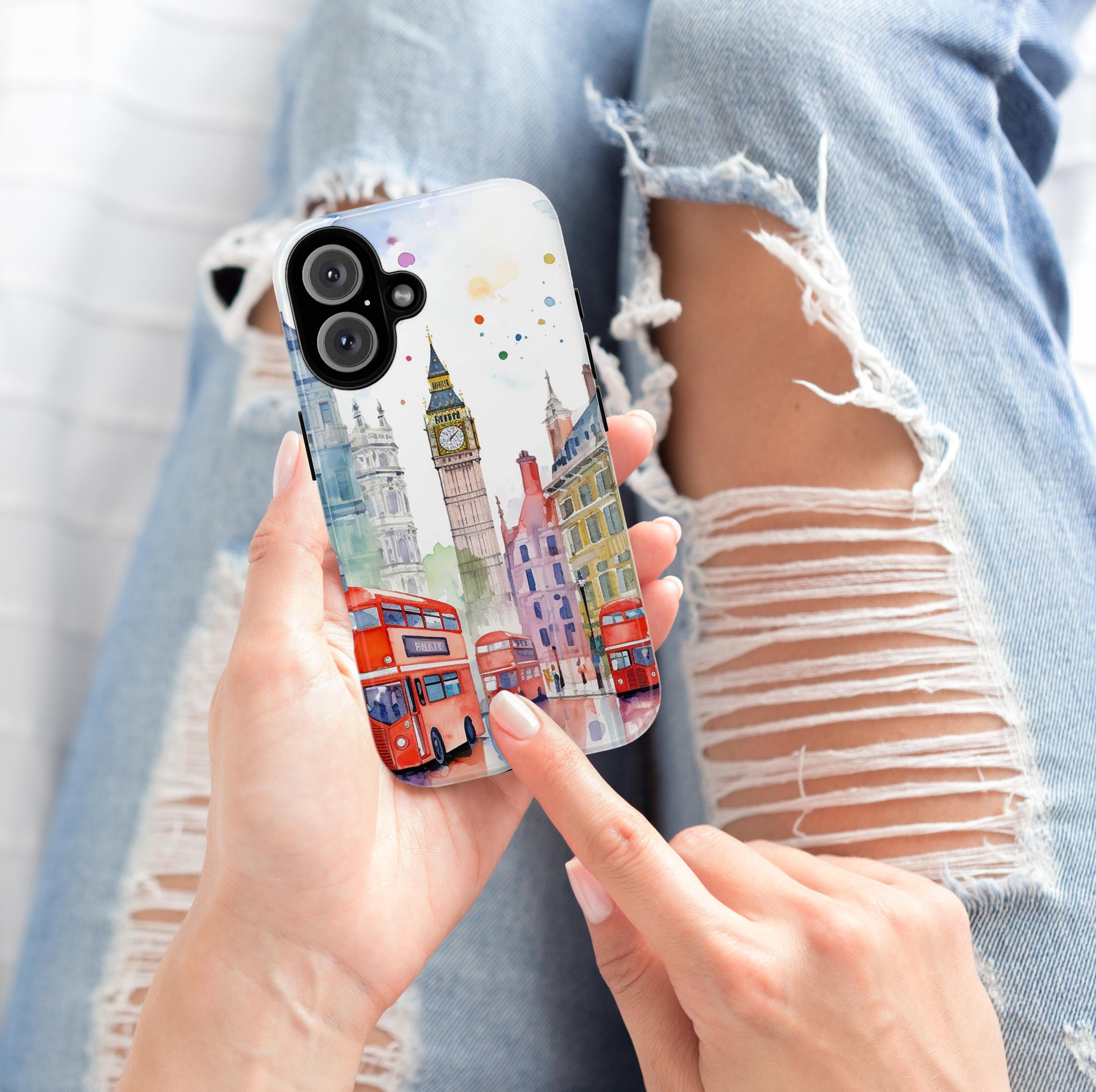 London Building Phone Case, Happy London Phone Case, English City Phone Cover for iPhone 16 15 14 13 Pro Max Plus/Samsung S25, 187.1