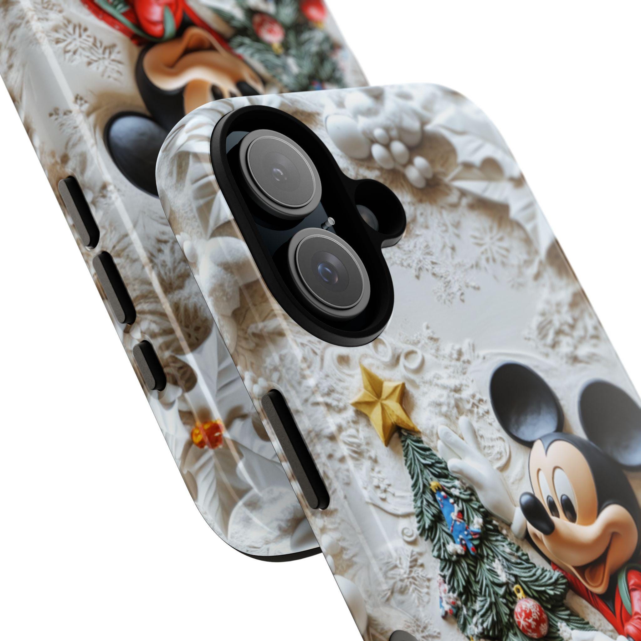 Xmas Mickey Mouse 3D effect Phone Case, Cartoon Design, Mickey Christmas Tree Phone Case for iPhone 16 15 Magsafe, Samsung S24, 442.12