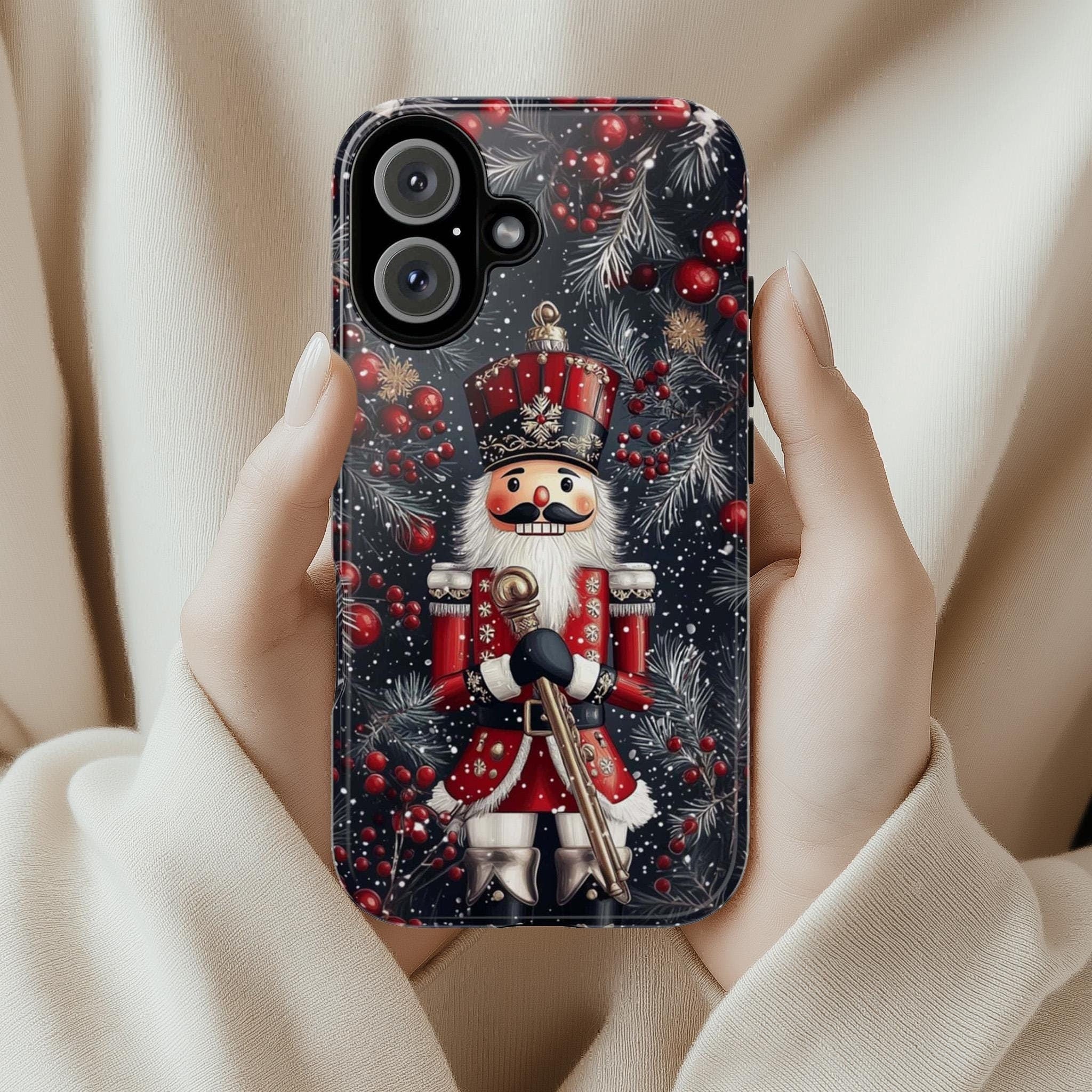 Holiday Nutcracker Christmas & Xmas Ornaments Phone Case, Festive Case for Nutcracker Lovers iPhone 16 15 14 13, Samsung S24, 431.13