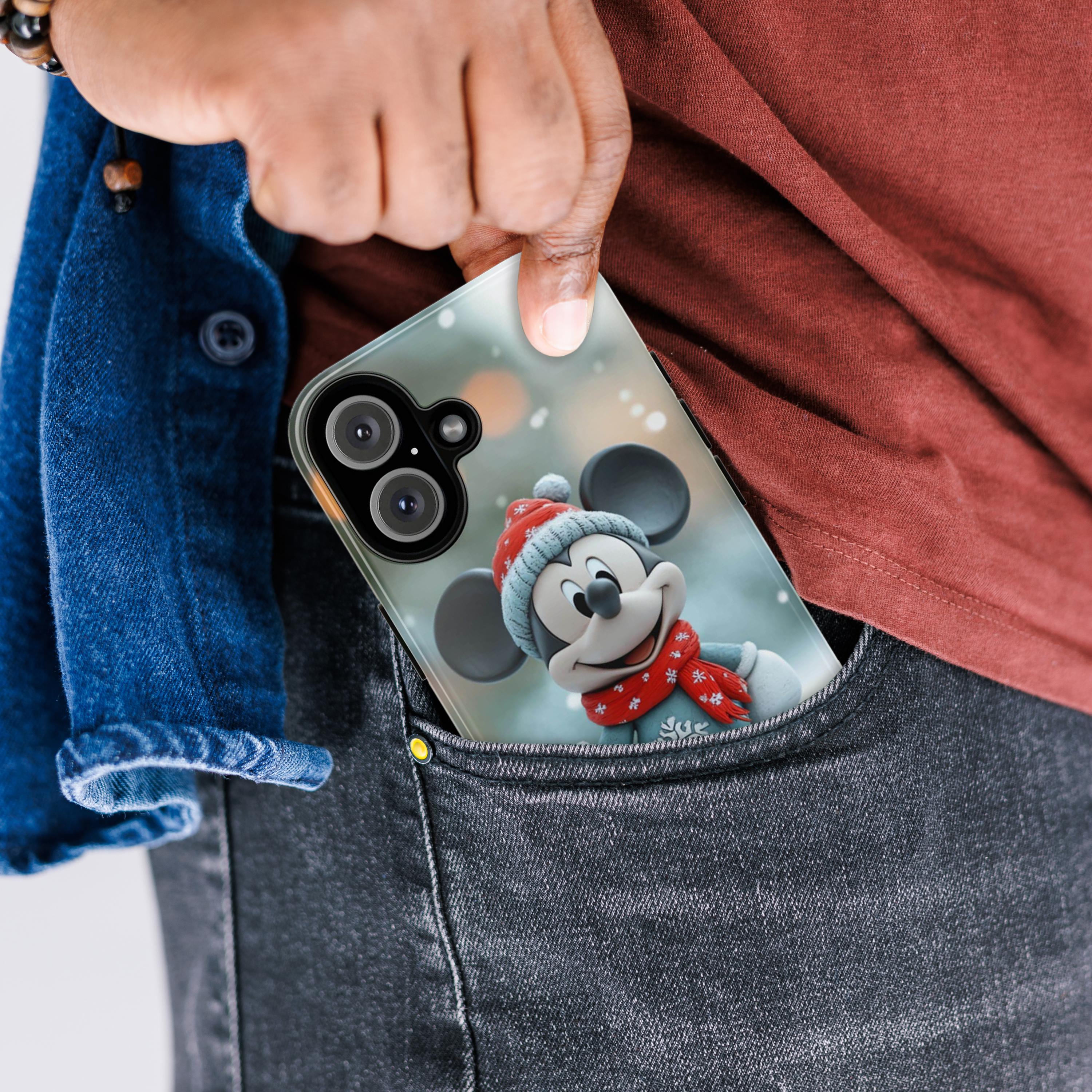 Santa Mickey Mouse 3D effect Phone Case, Cartoon Xmas Design, Disney Christmas Phone Case for iPhone 16 15 14 Magsafe, Samsung S24, 442.6