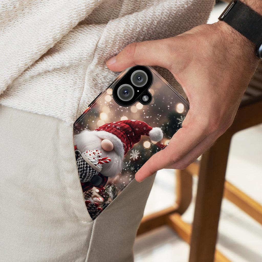 Cozy Xmas Holiday Gnome Phone Case, Christmas Gnome & Winter Festive Holly Magsafe Case for iPhone 15 14 13 12 Pro Max, Samsung S24, 427.6