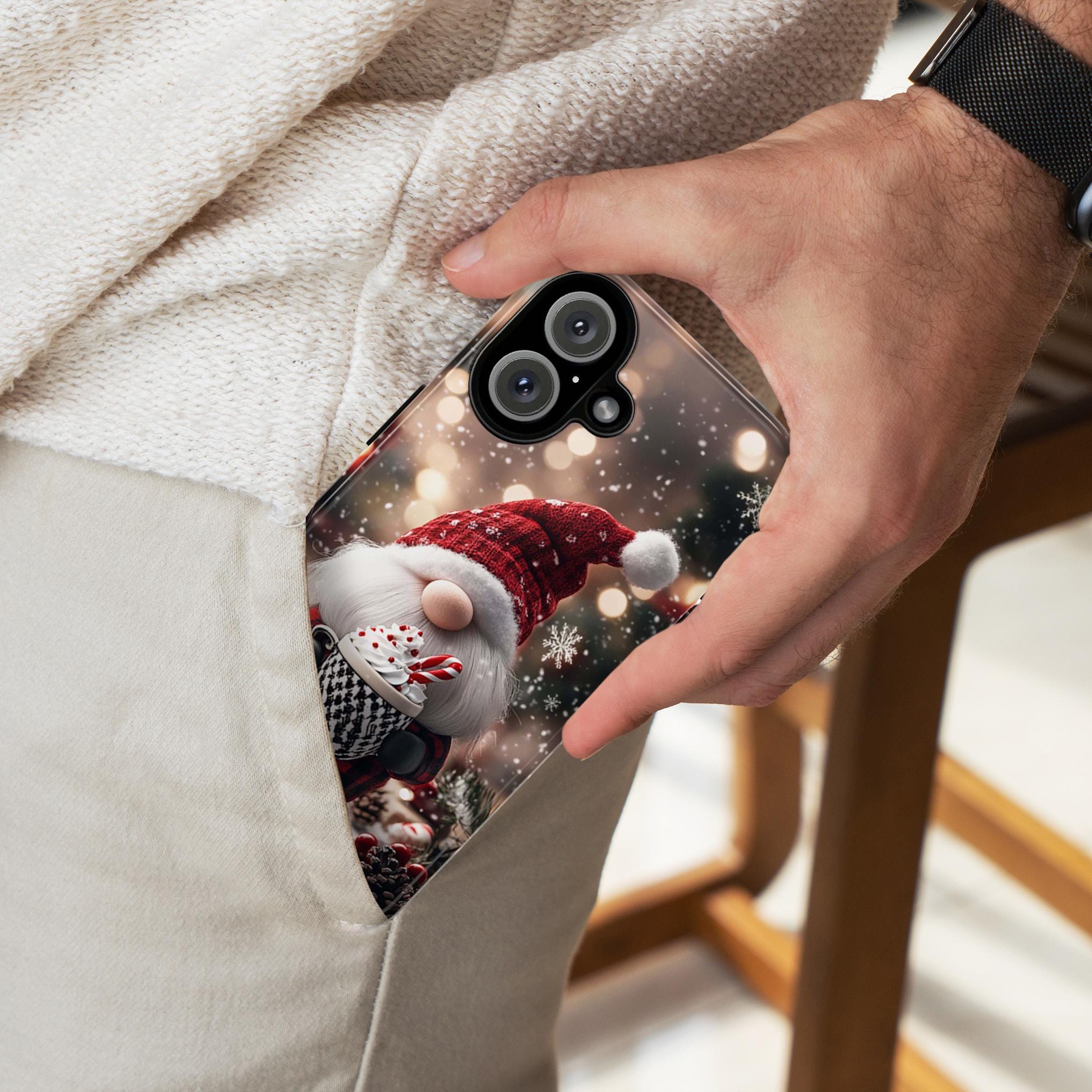 Cozy Xmas Holiday Gnome Phone Case, Christmas Gnome & Winter Festive Holly Magsafe Case for iPhone 15 14 13 12 Pro Max, Samsung S24, 427.6