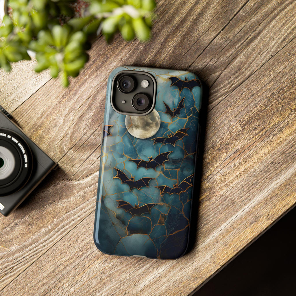 Halloween Lover Phone Case Celestial Bats Stained Glass Cover Spooky Moon Case for iPhone 16 15 14 13 12 Pixel Galaxy S 24 23 22 21 20