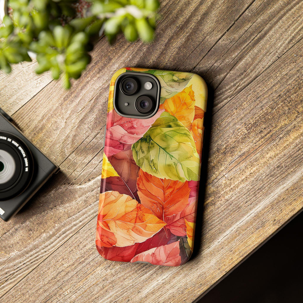 Watercolor Fall Leaves Phone Case Autumn Cover Phone Case for iPhone 16 15 14 13 Pro Max Plus/Samsung S25, Best Fall Gift, Magsafe, 410.1
