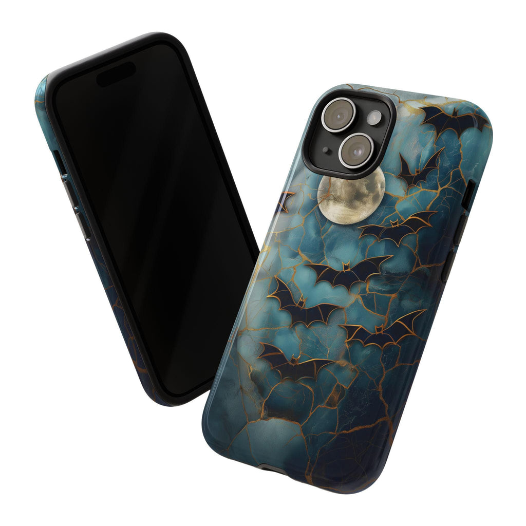 Halloween Lover Phone Case Celestial Bats Stained Glass Cover Spooky Moon Case for iPhone 16 15 14 13 12 Pixel Galaxy S 24 23 22 21 20